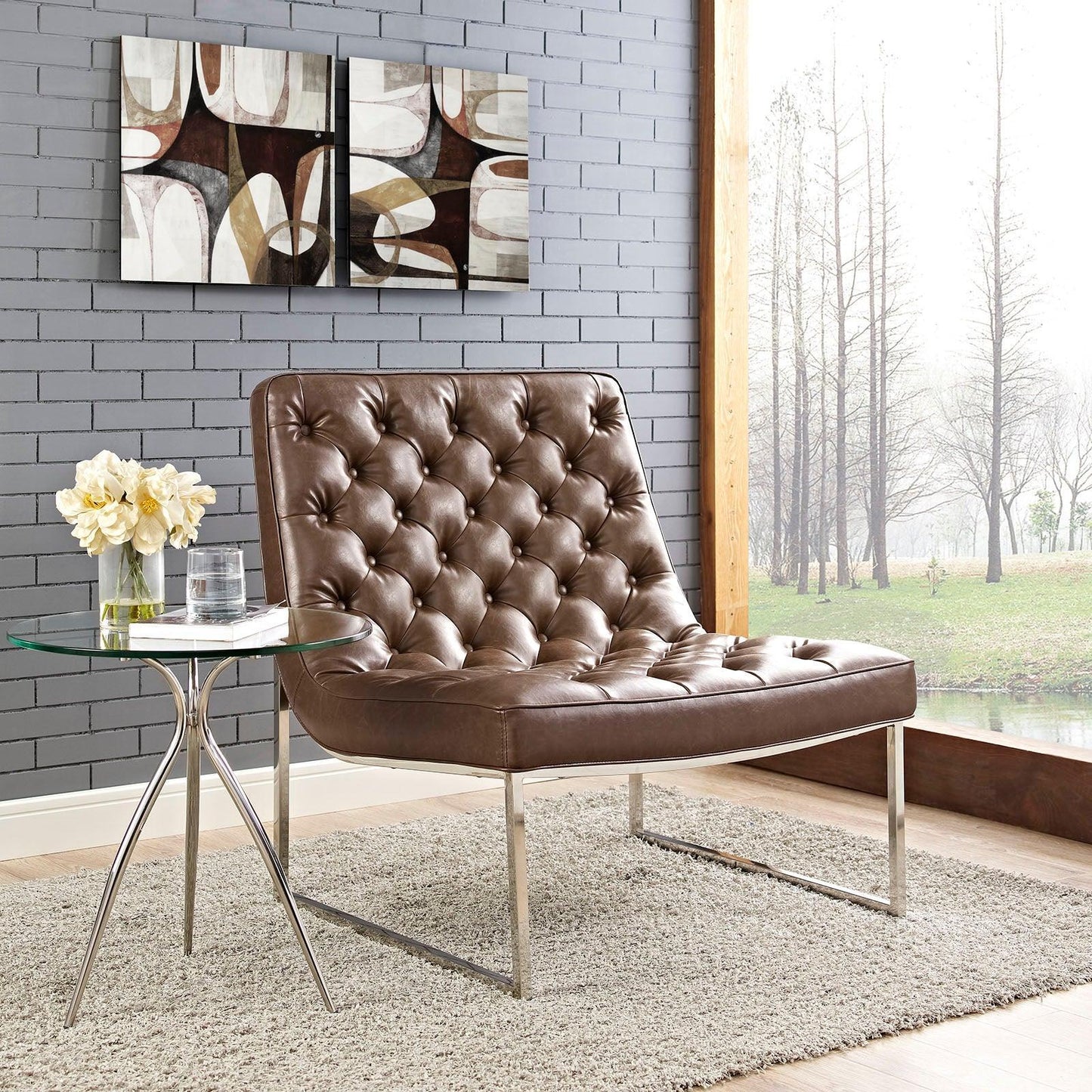 Modway Ibiza Upholstered Vinyl Lounge Chair FredCo