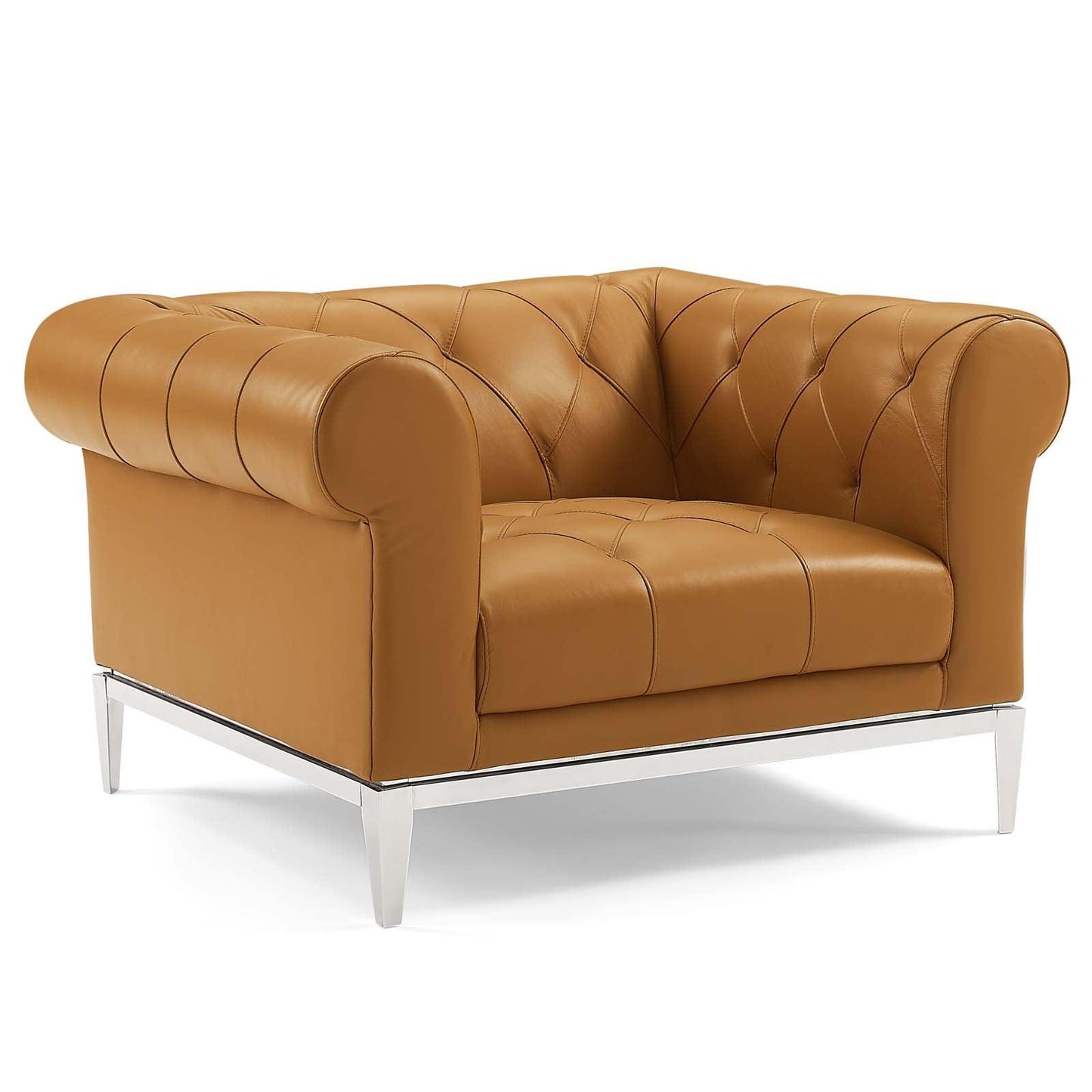 Modway Idyll Tufted Button Upholstered Leather Chesterfield Armchair FredCo