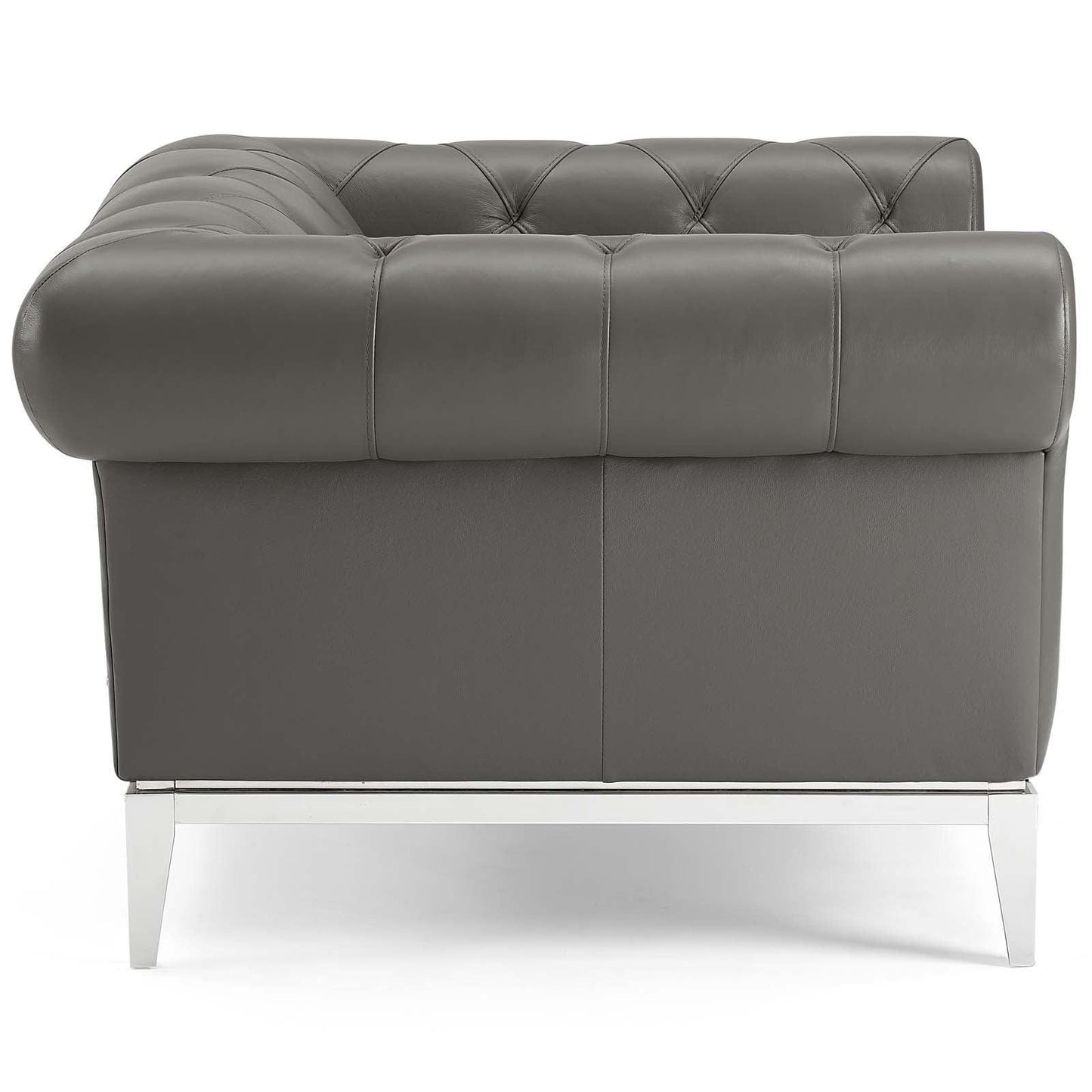 Modway Idyll Tufted Button Upholstered Leather Chesterfield Armchair FredCo