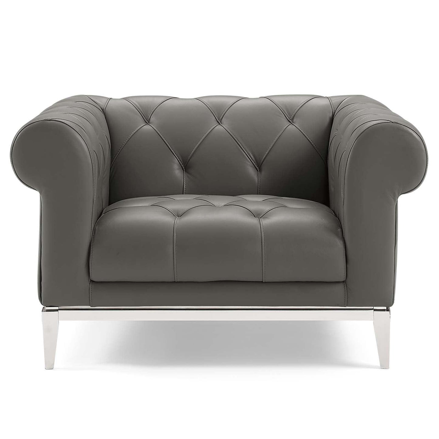 Modway Idyll Tufted Button Upholstered Leather Chesterfield Armchair FredCo