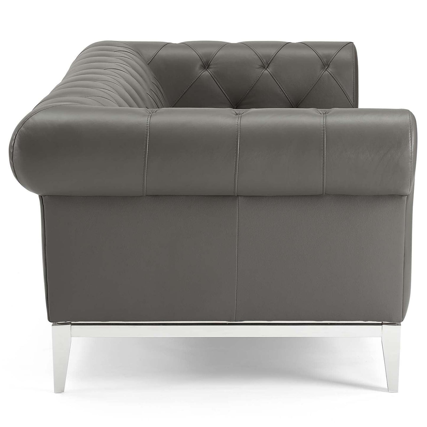 Modway Idyll Tufted Button Upholstered Leather Chesterfield Sofa FredCo