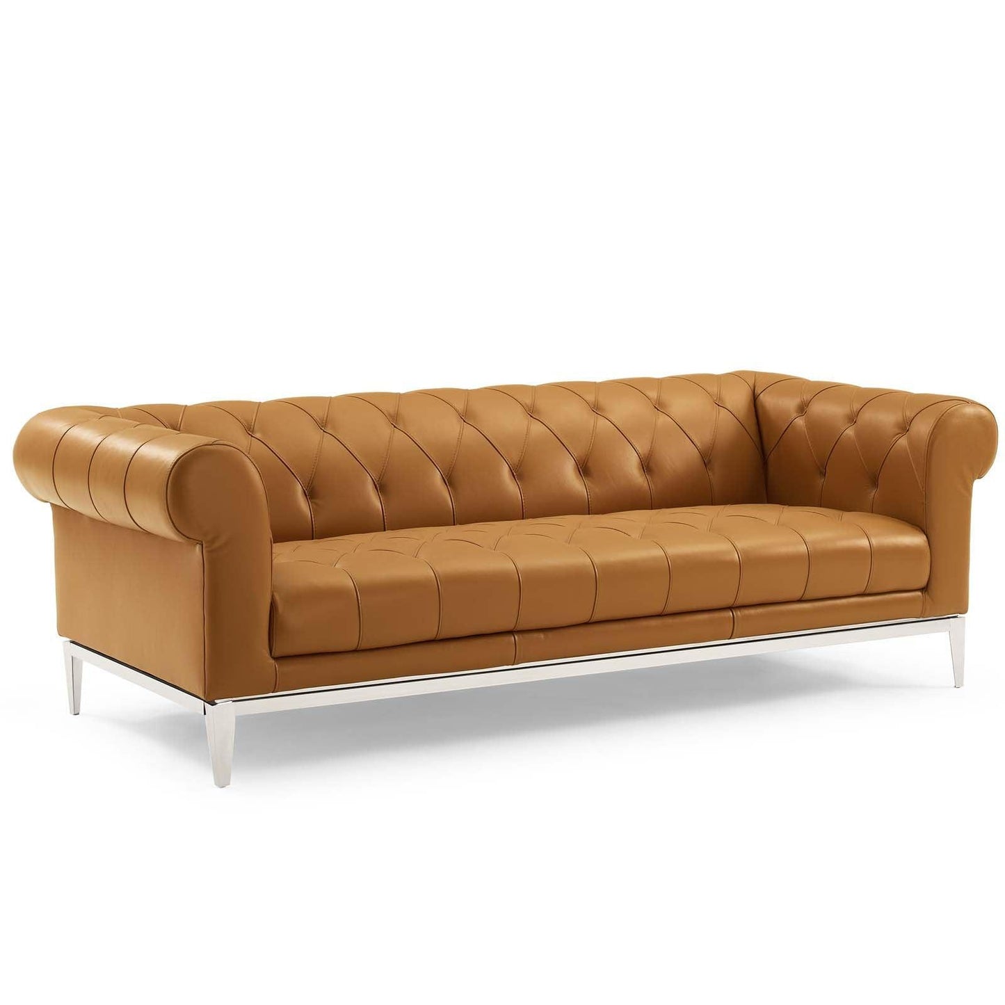 Modway Idyll Tufted Button Upholstered Leather Chesterfield Sofa FredCo