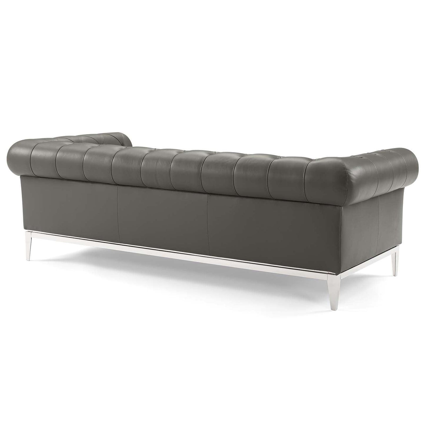 Modway Idyll Tufted Button Upholstered Leather Chesterfield Sofa FredCo