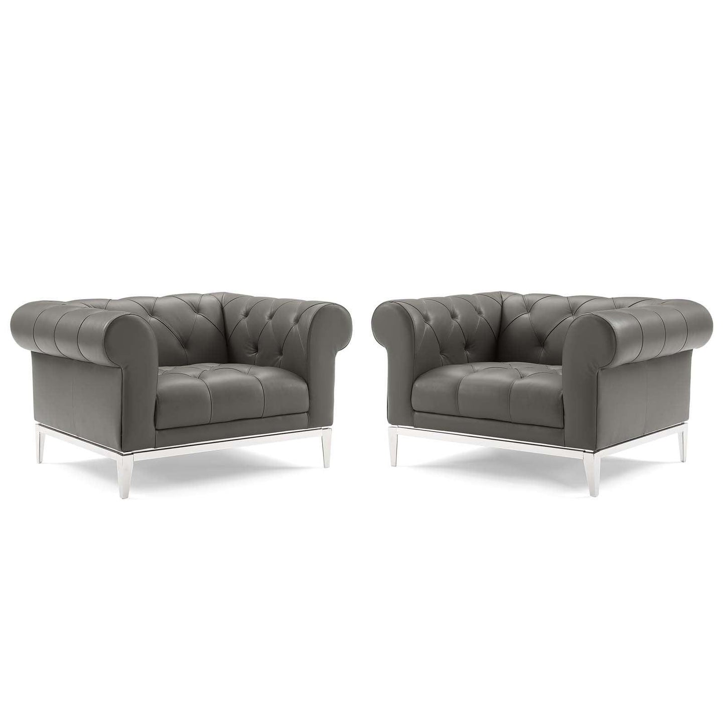 Modway Idyll Tufted Upholstered Leather Armchair Set of 2 FredCo