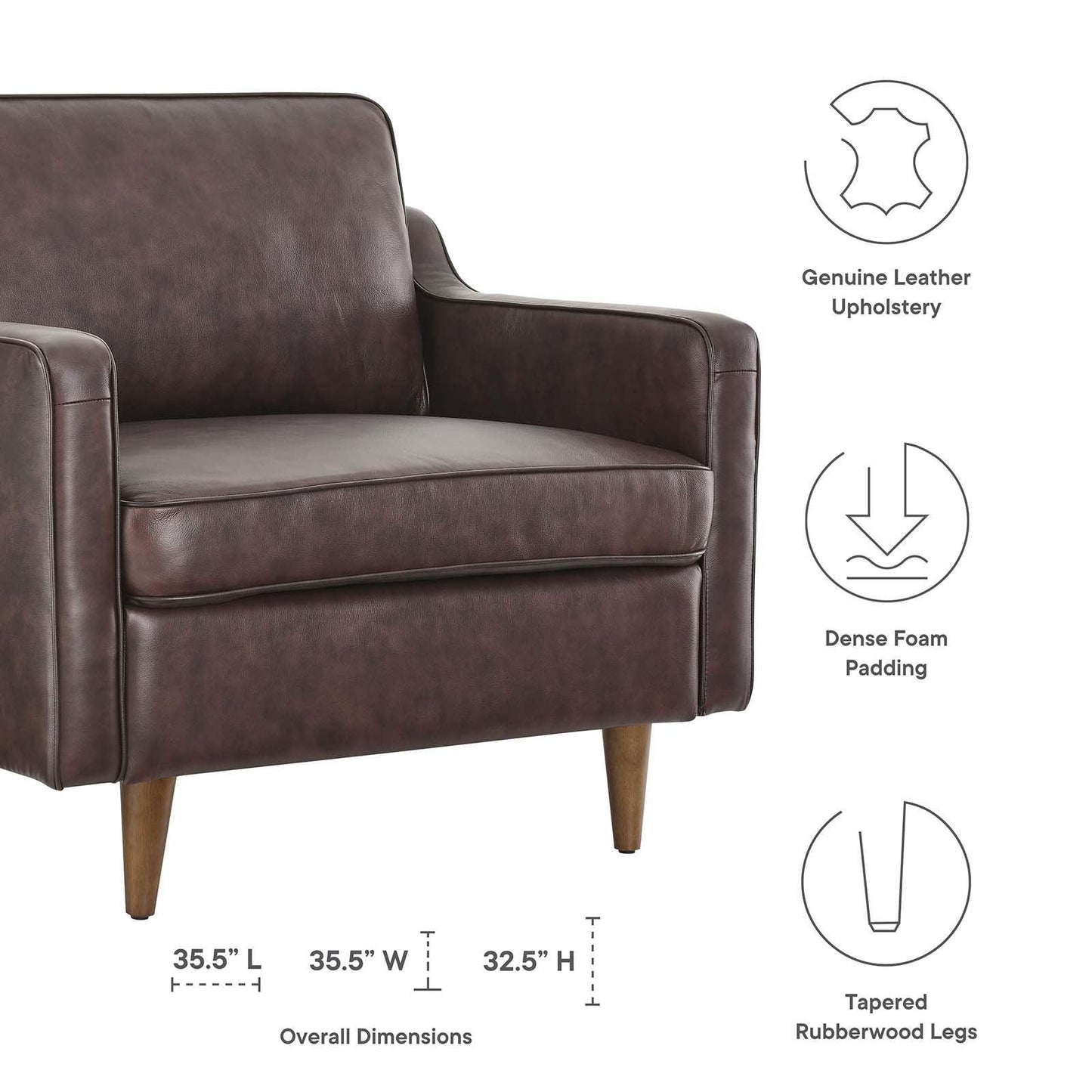 Modway Impart Genuine Leather Armchair FredCo