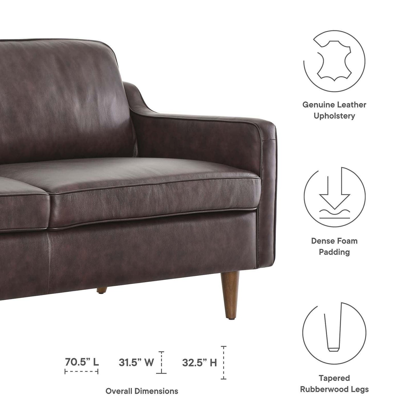 Modway Impart Genuine Leather Sofa FredCo