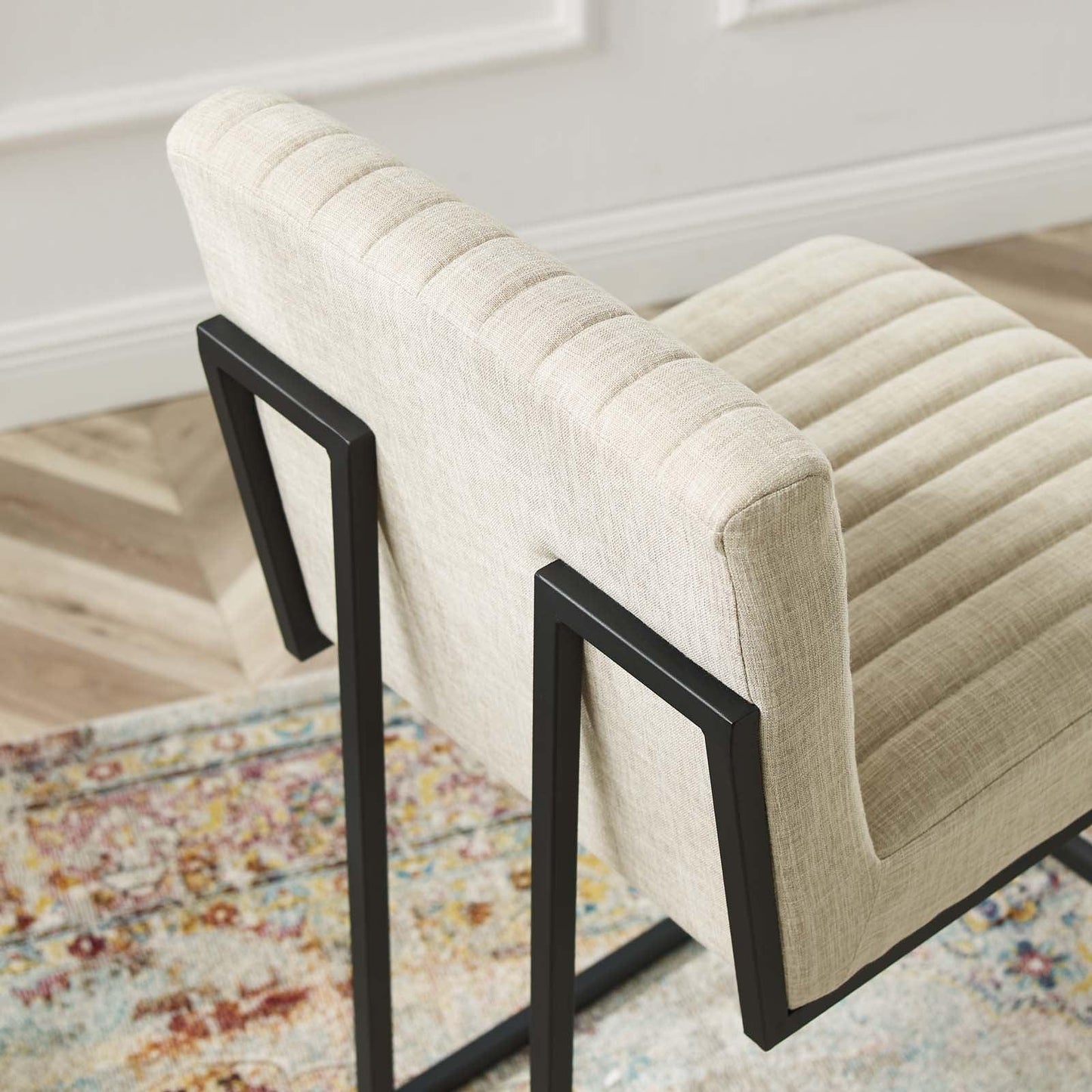 Modway Indulge Channel Tufted Fabric Counter Stool FredCo