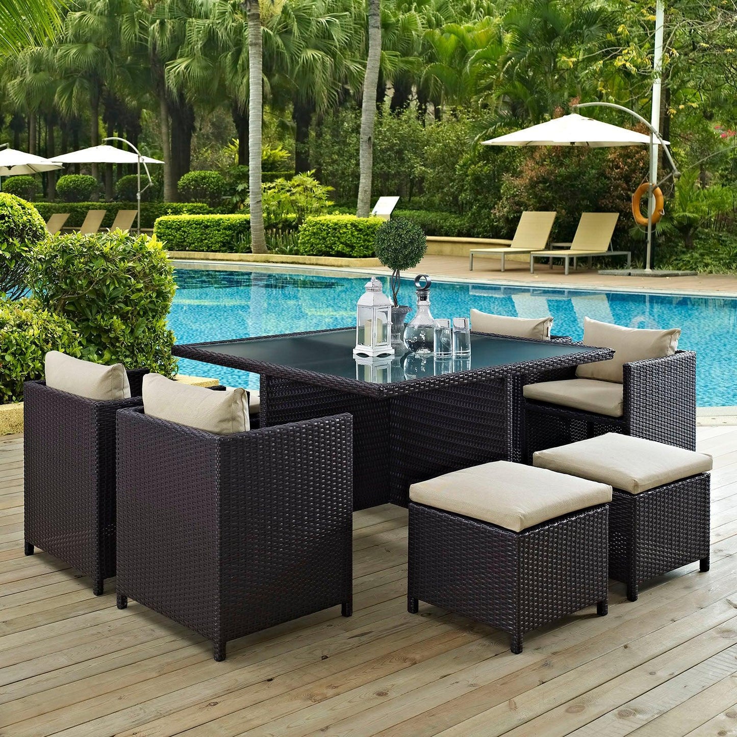 Modway Inverse 9 Piece Outdoor Patio Dining Set FredCo