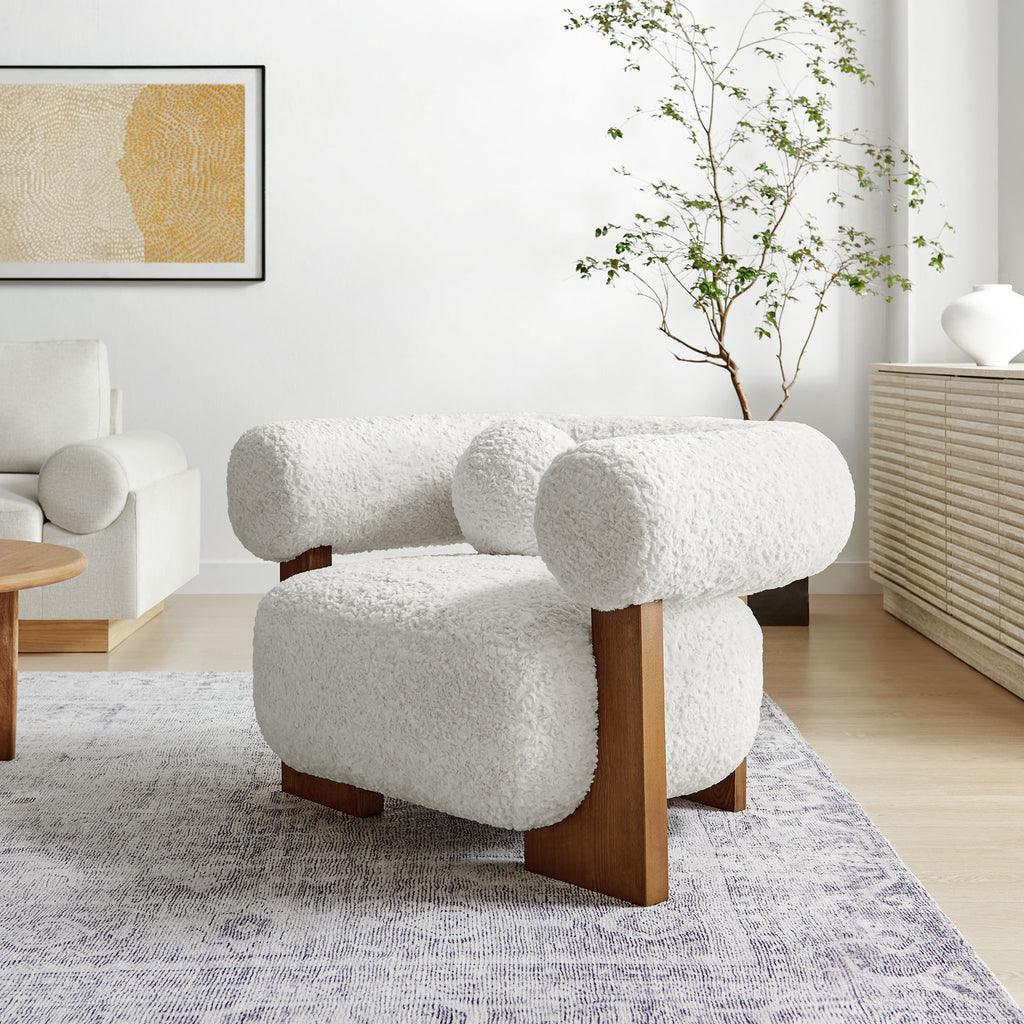 Modway Jace Faux Fur Fabric Accent Chair FredCo