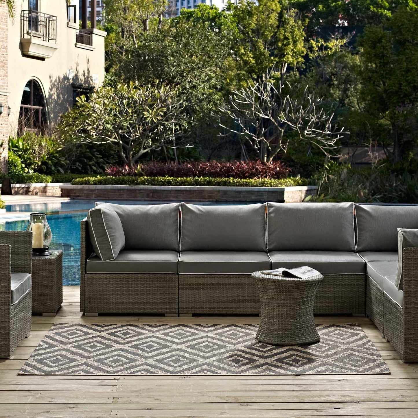 Modway Jagged Geometric Diamond Trellis Indoor and Outdoor Area Rug FredCo