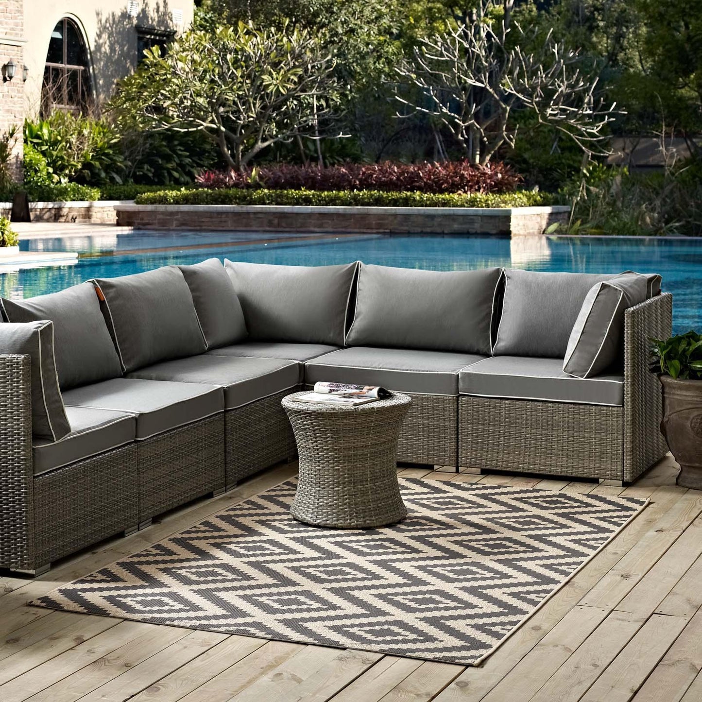 Modway Jagged Geometric Diamond Trellis Indoor and Outdoor Area Rug FredCo