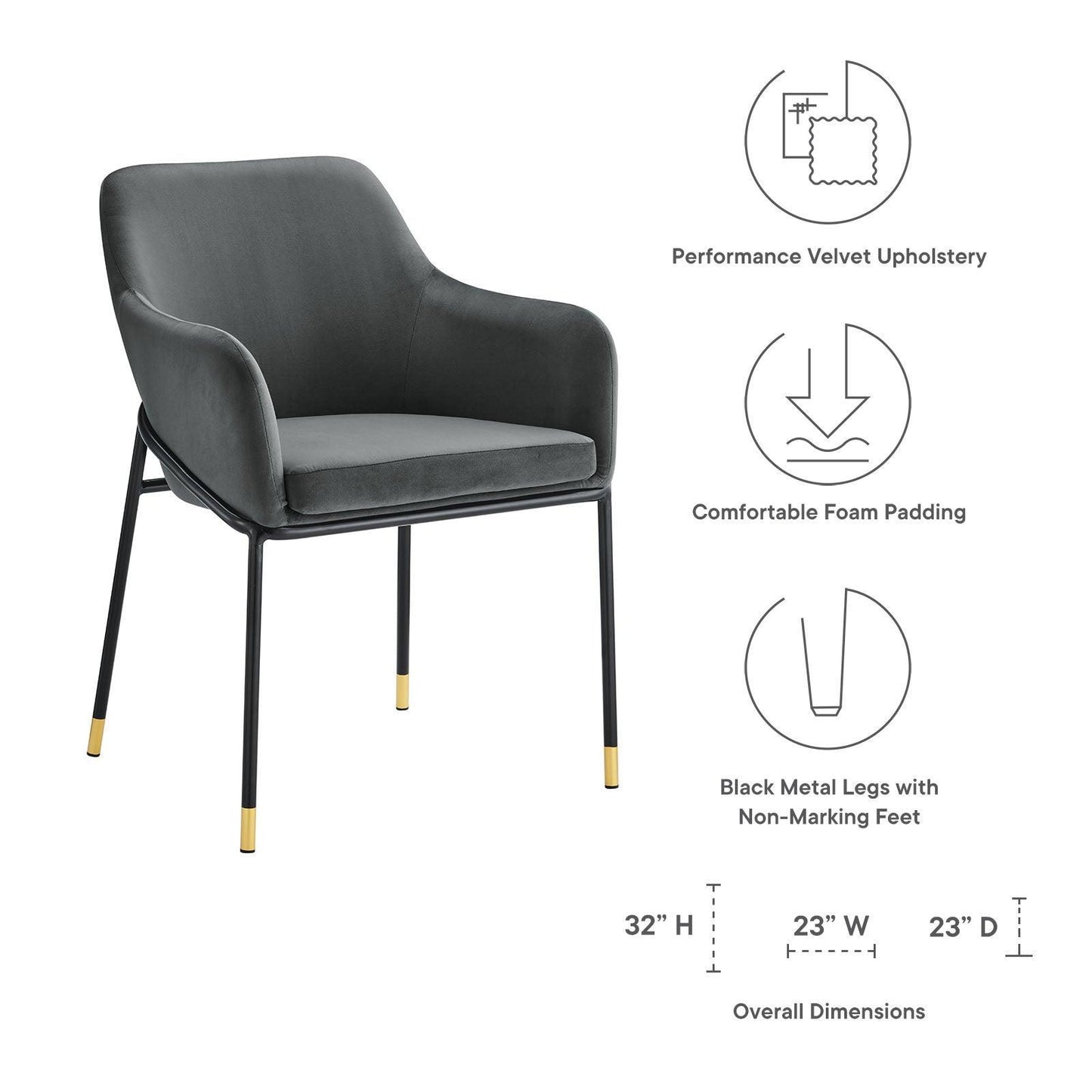 Modway Jovi Performance Velvet Dining Armchair Set of 2 FredCo