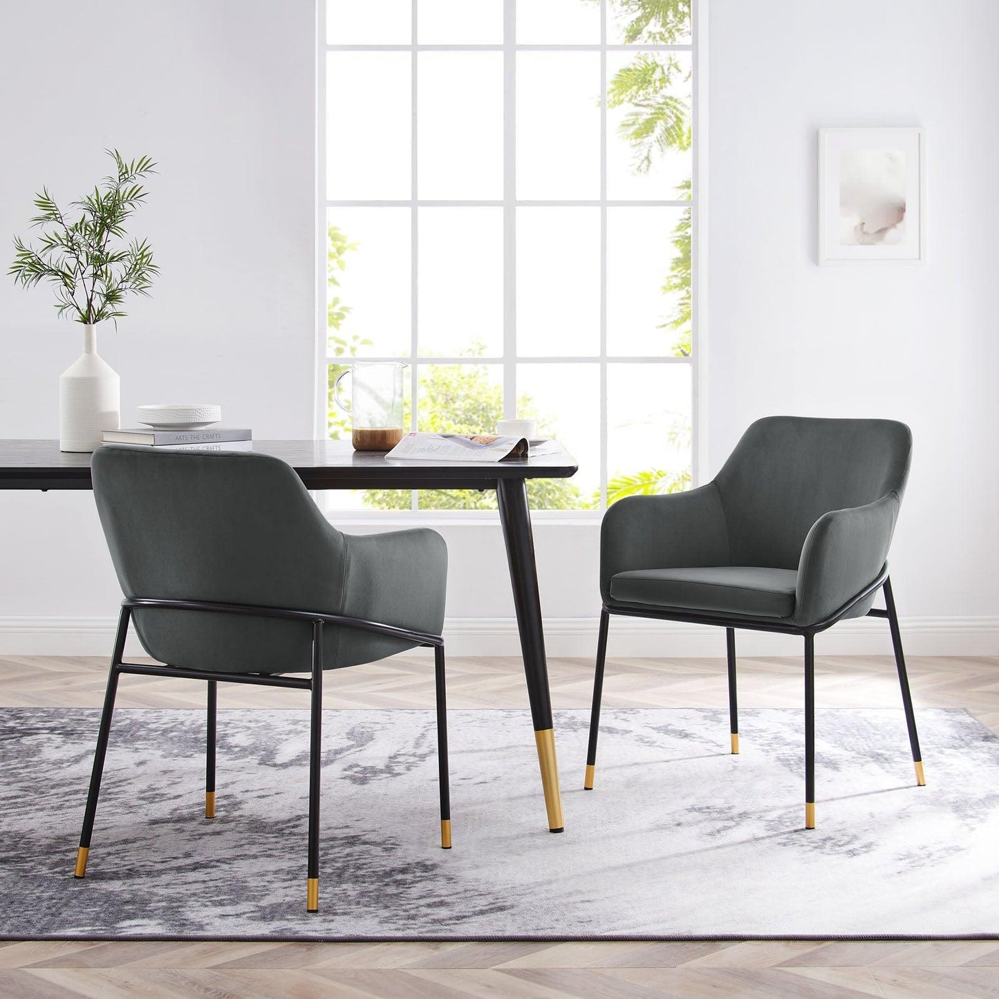 Modway Jovi Performance Velvet Dining Armchair Set of 2 FredCo