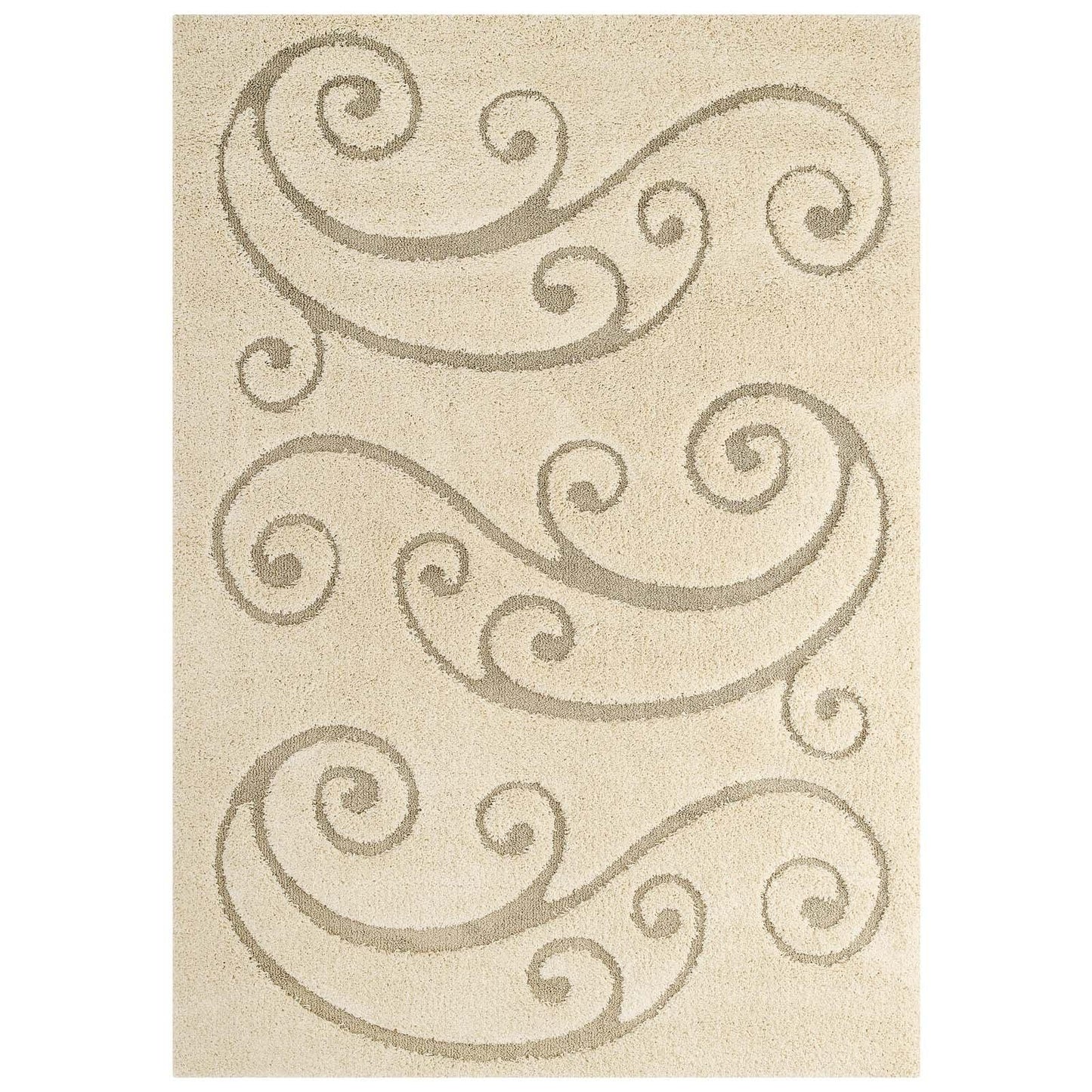 Modway Jubilant Sprout Scrolling Vine Shag Area Rug FredCo