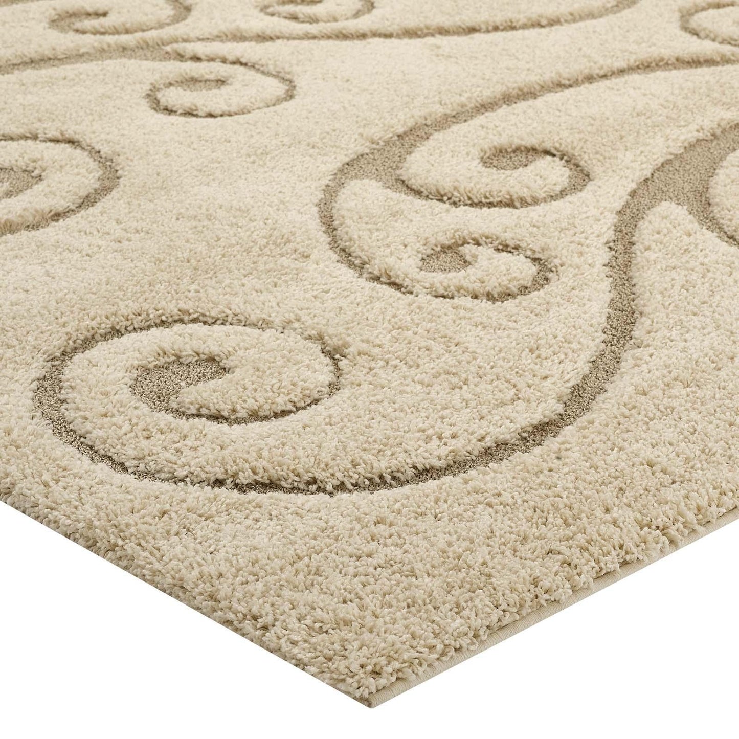 Modway Jubilant Sprout Scrolling Vine Shag Area Rug FredCo