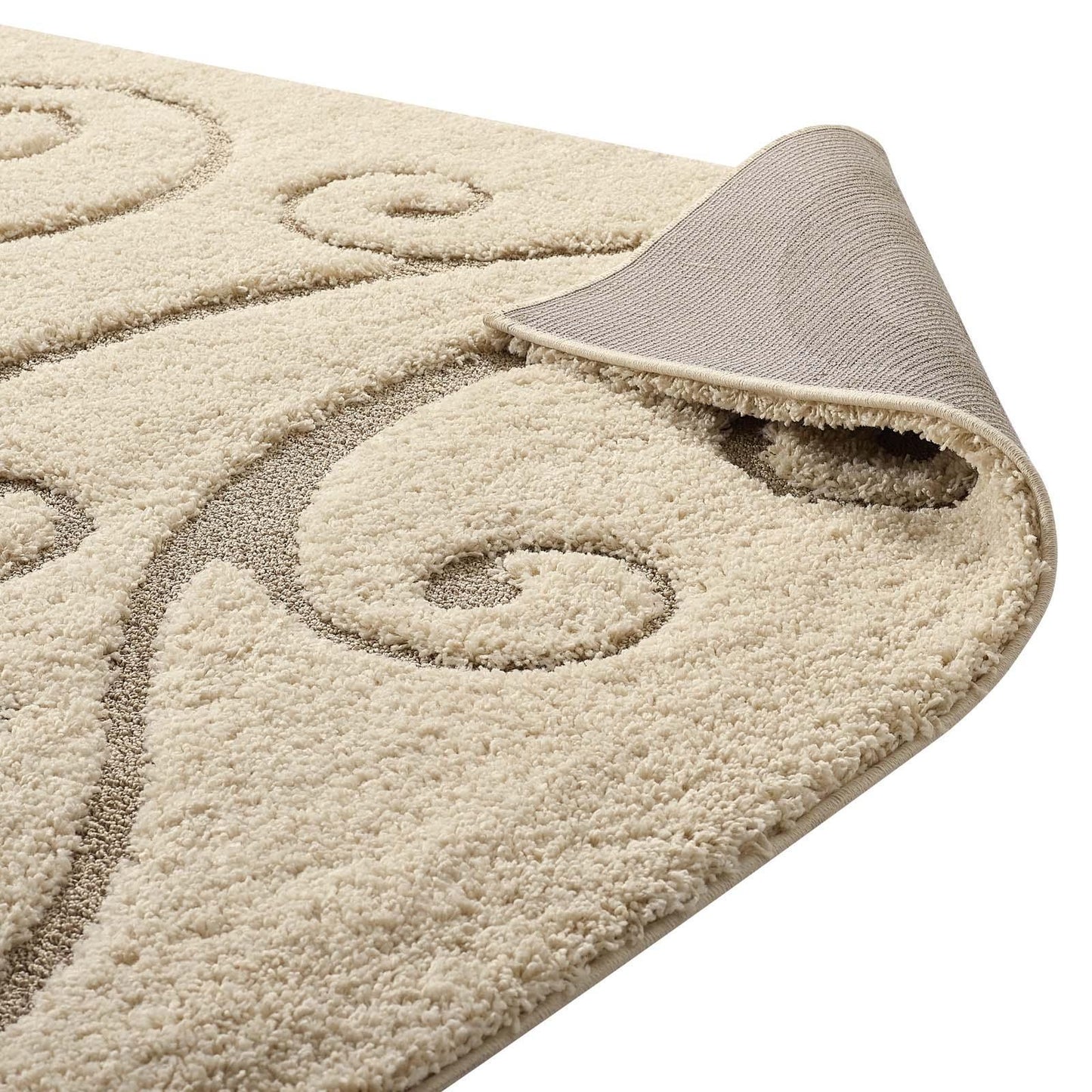 Modway Jubilant Sprout Scrolling Vine Shag Area Rug FredCo