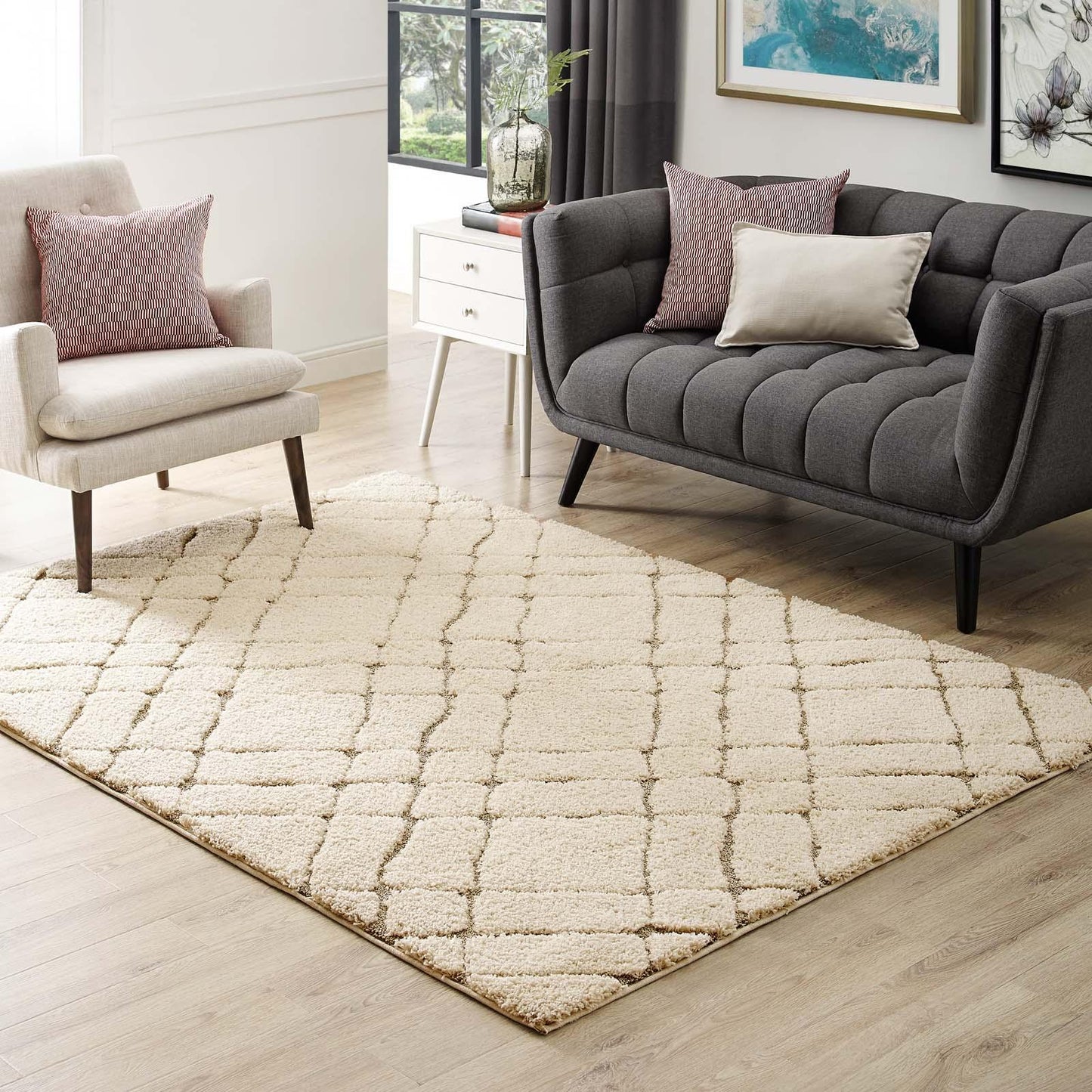 Modway Jubilant Verona Abstract Geometric Shag Area Rug FredCo