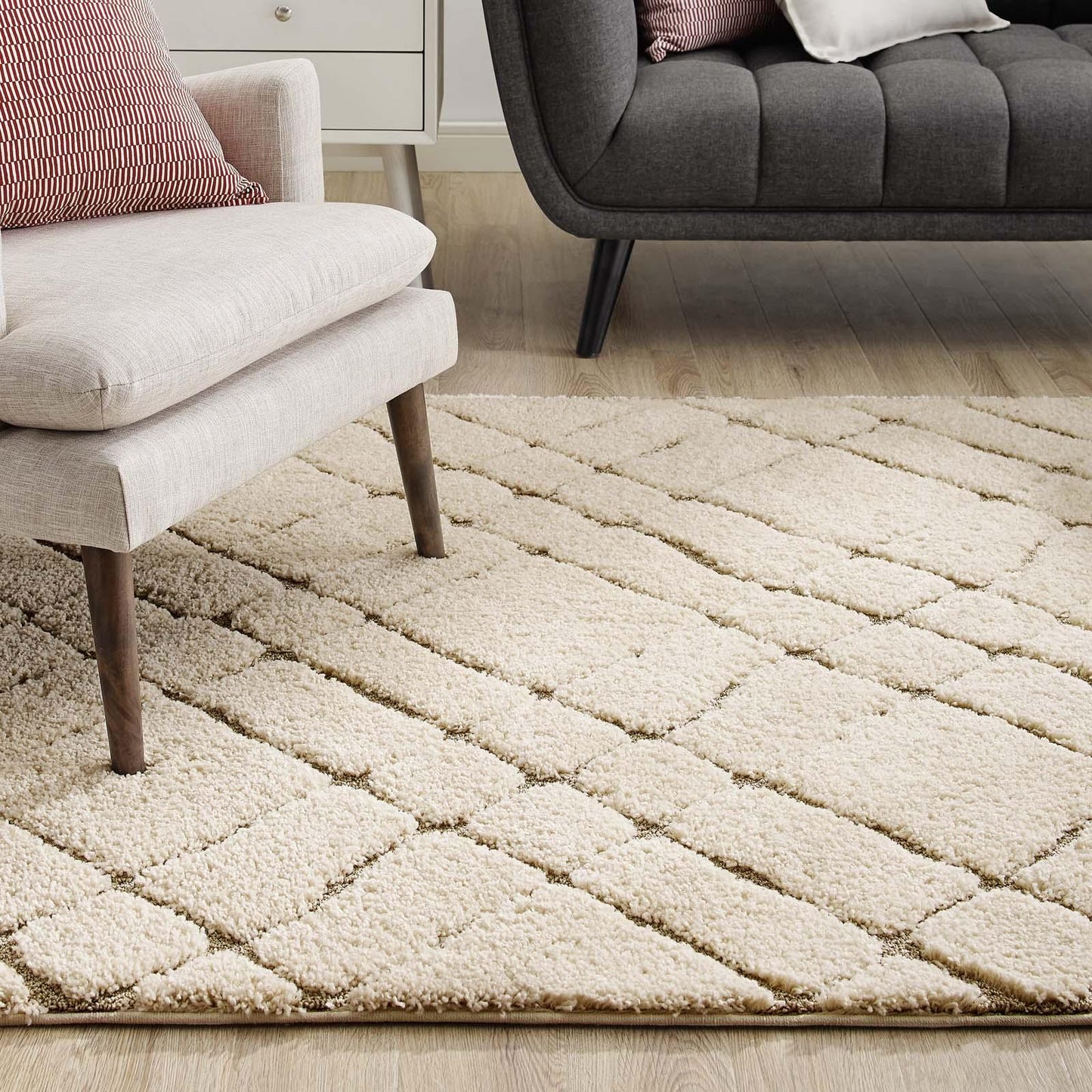 Modway Jubilant Verona Abstract Geometric Shag Area Rug FredCo