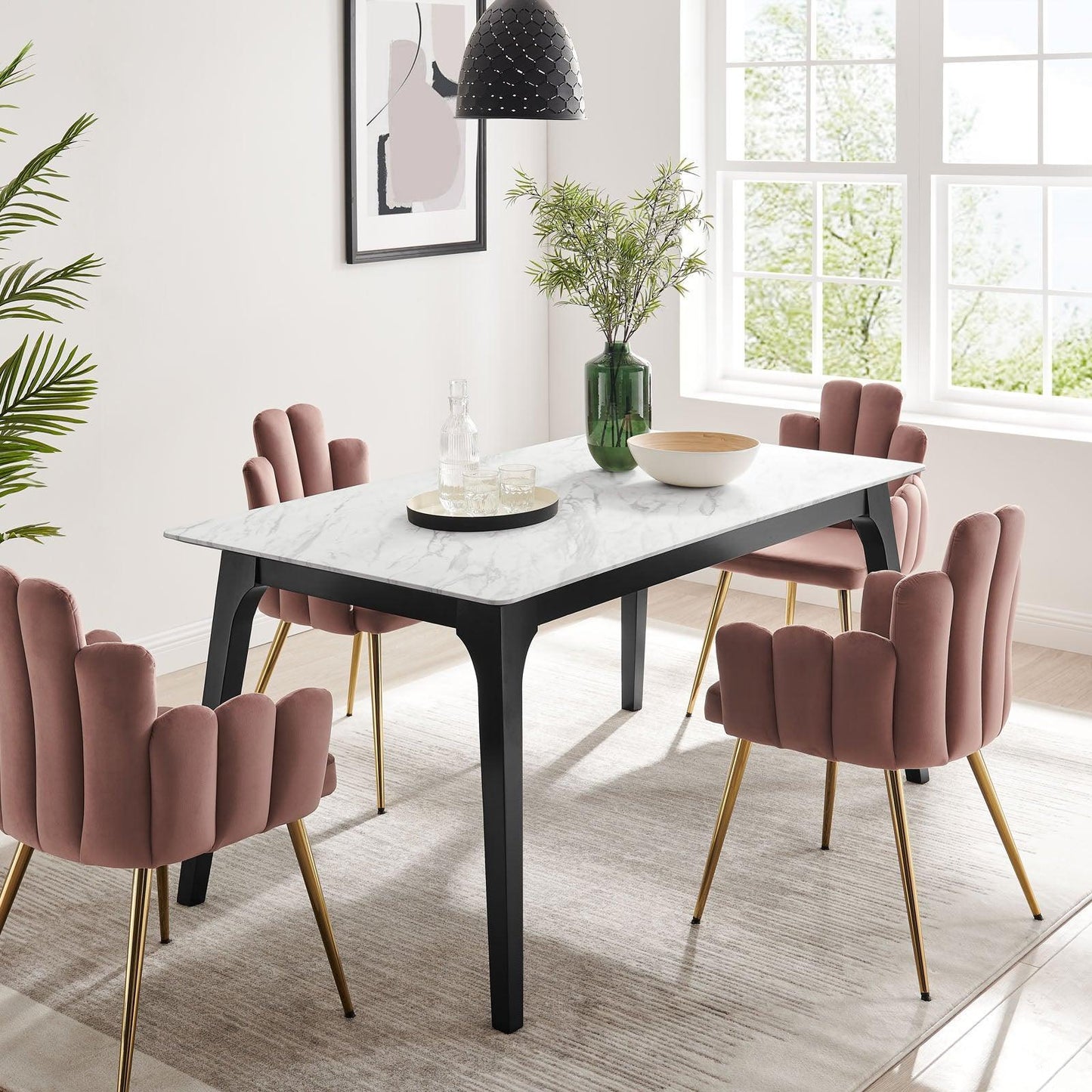 Modway Juxtapose 63" Rectangular Performance Artificial Marble Dining Table FredCo