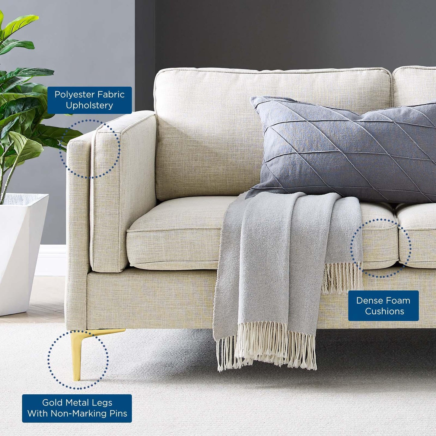 Modway Kaiya Fabric Sofa FredCo