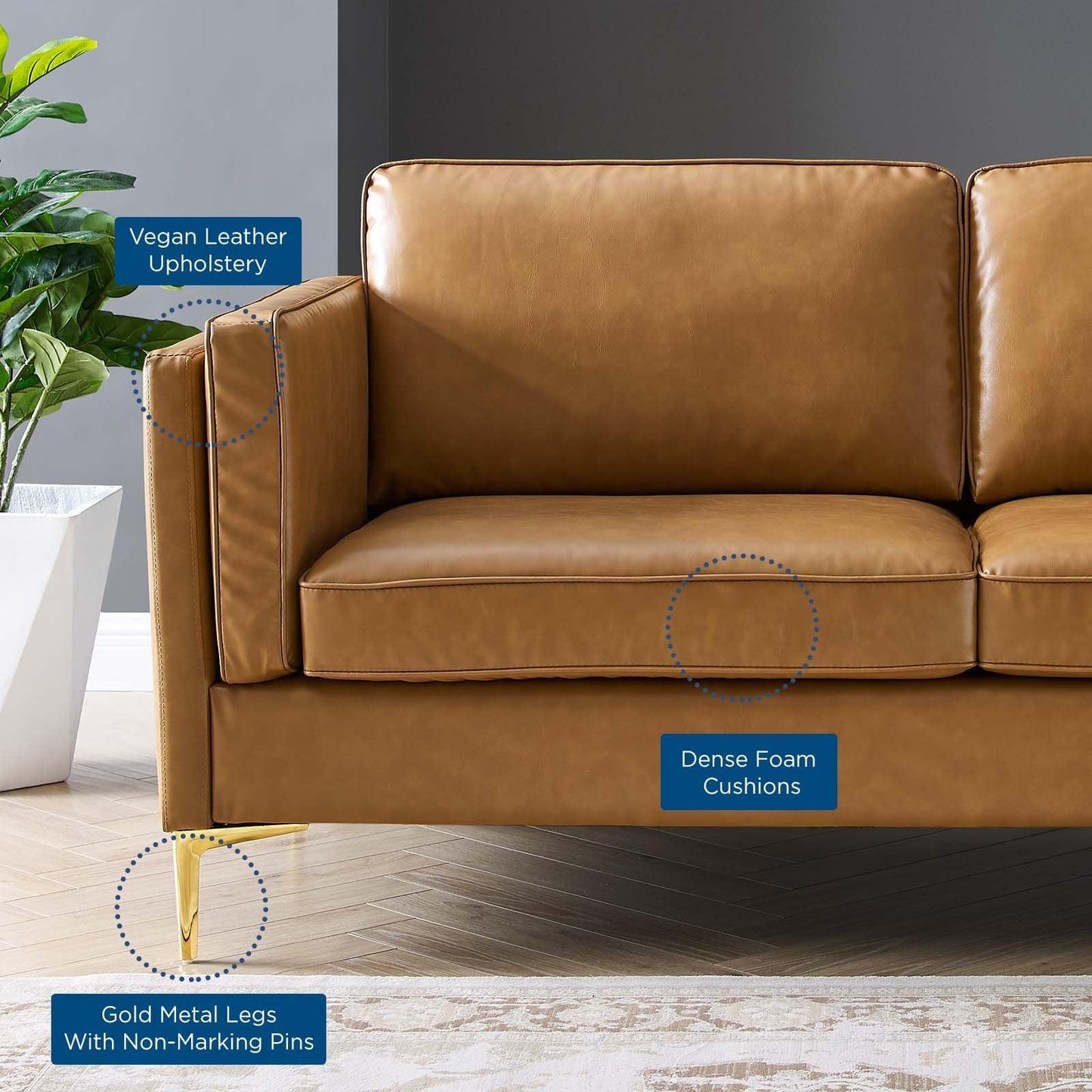 Modway Kaiya Vegan Leather Sofa FredCo
