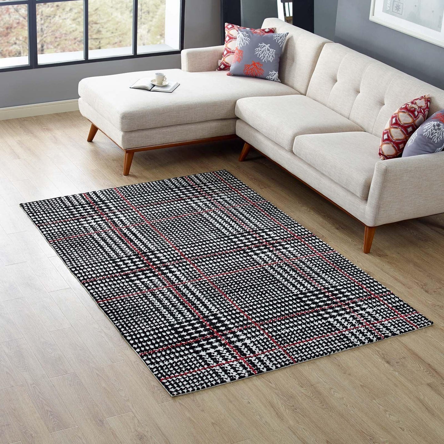 Modway Kaja Abstract Plaid Area Rug FredCo