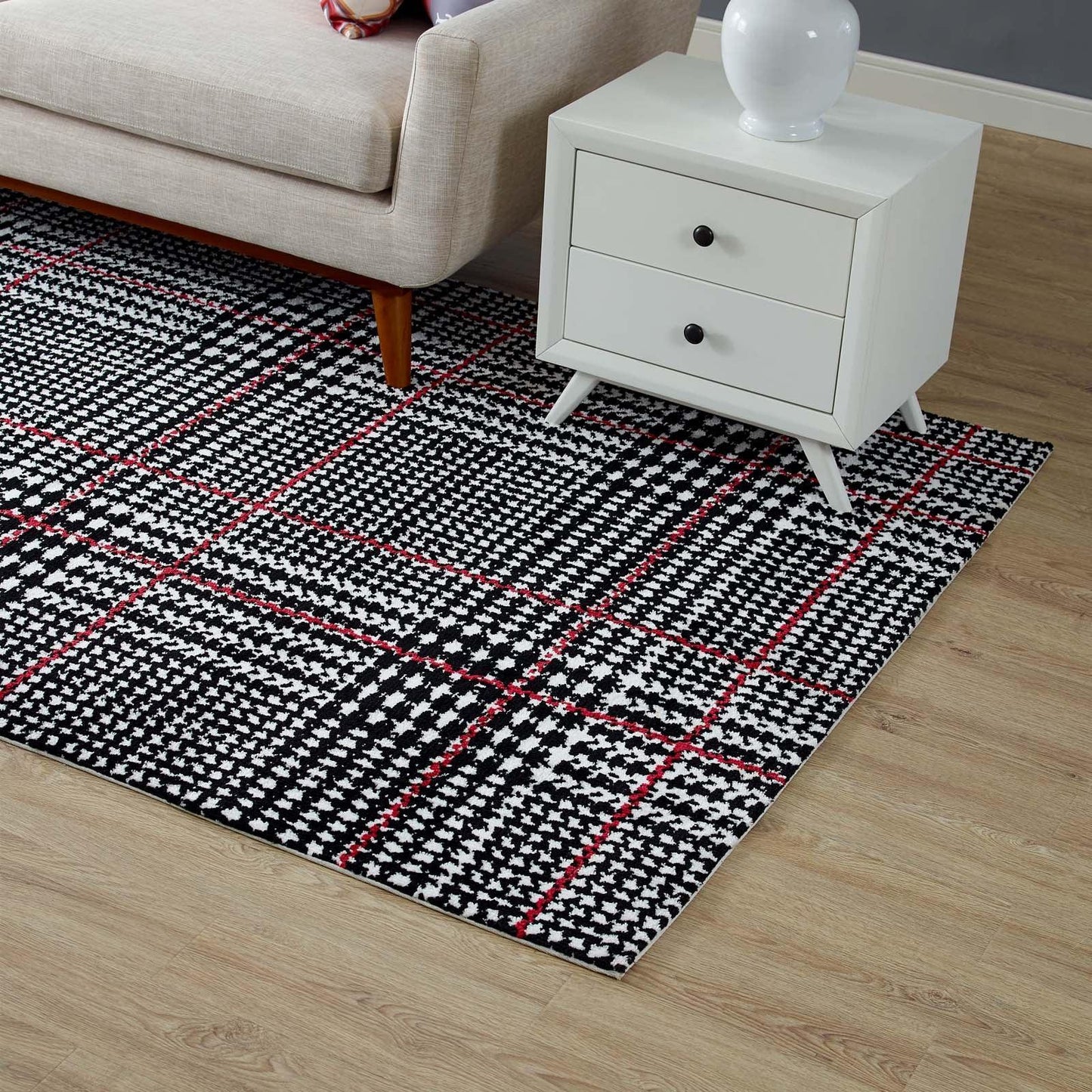 Modway Kaja Abstract Plaid Area Rug FredCo