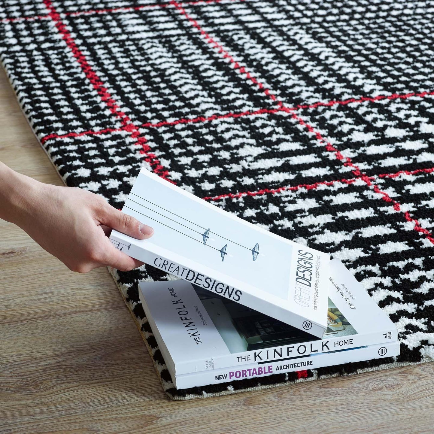 Modway Kaja Abstract Plaid Area Rug FredCo