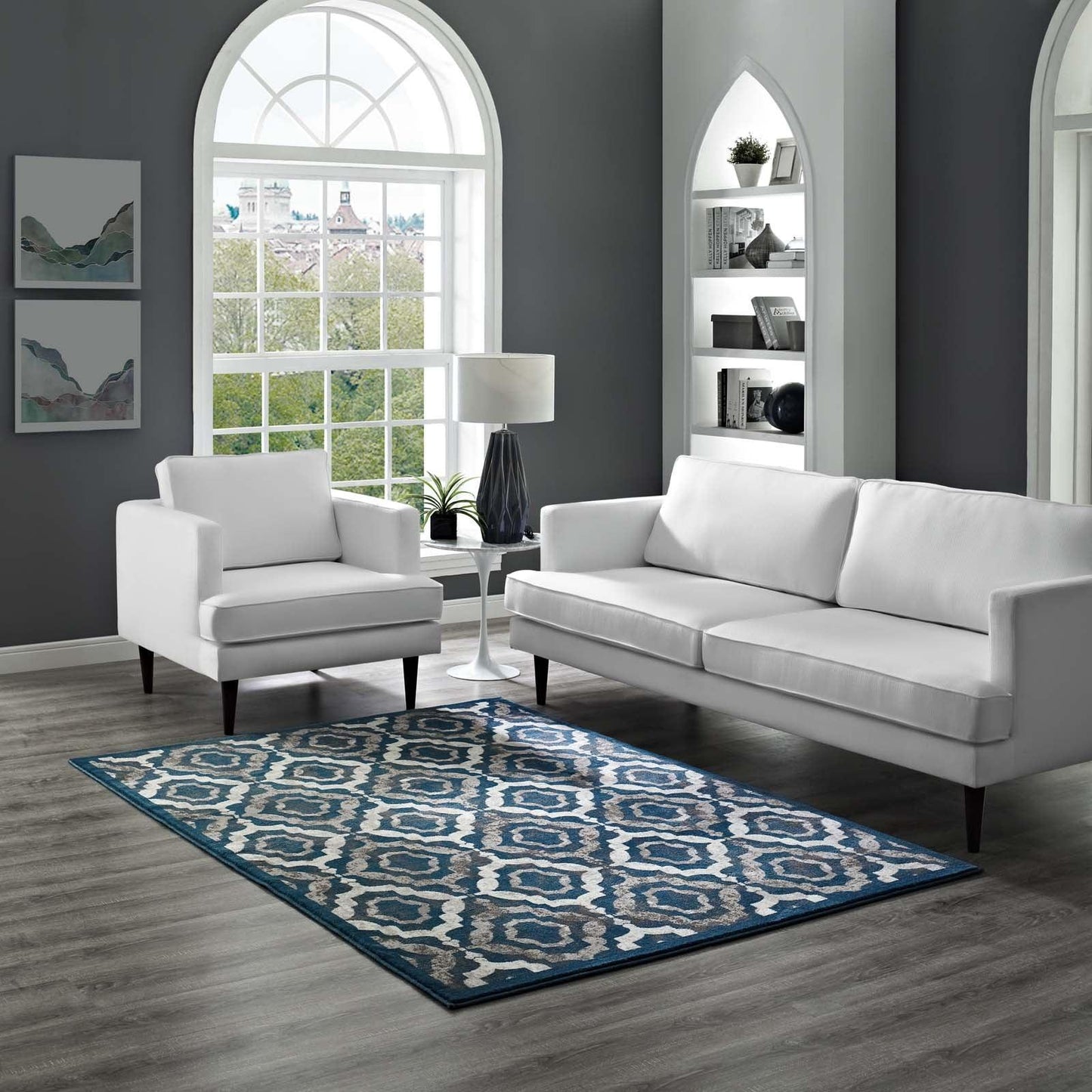 Modway Kalinda Rustic Vintage Moroccan Trellis Area Rug FredCo