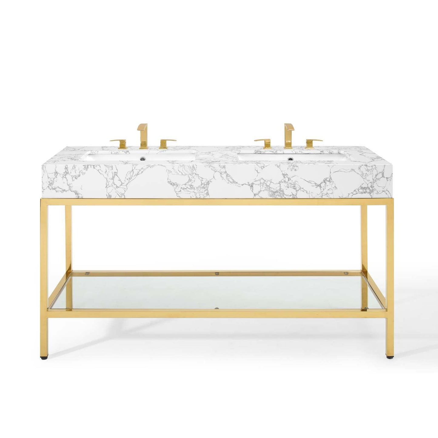 Modway Kingsley 60" Gold Stainless Steel Bathroom Vanity FredCo
