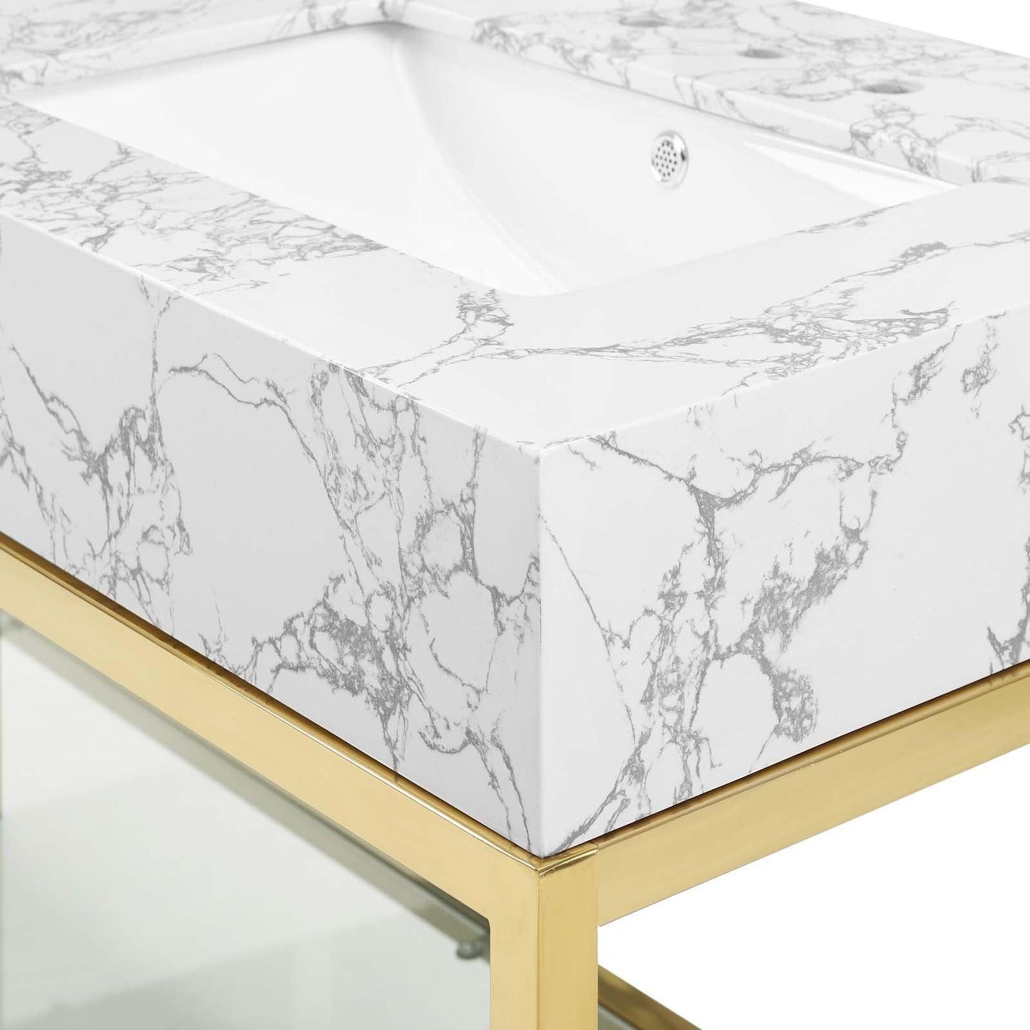 Modway Kingsley 60" Gold Stainless Steel Bathroom Vanity FredCo