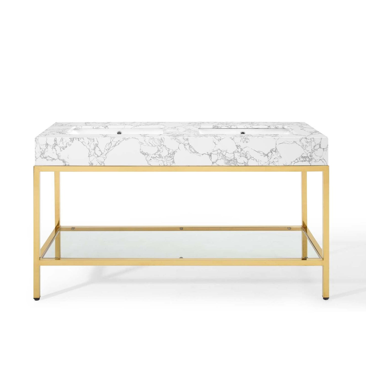 Modway Kingsley 60" Gold Stainless Steel Bathroom Vanity FredCo