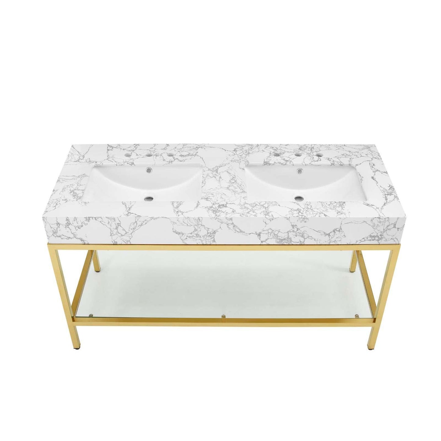 Modway Kingsley 60" Gold Stainless Steel Bathroom Vanity FredCo