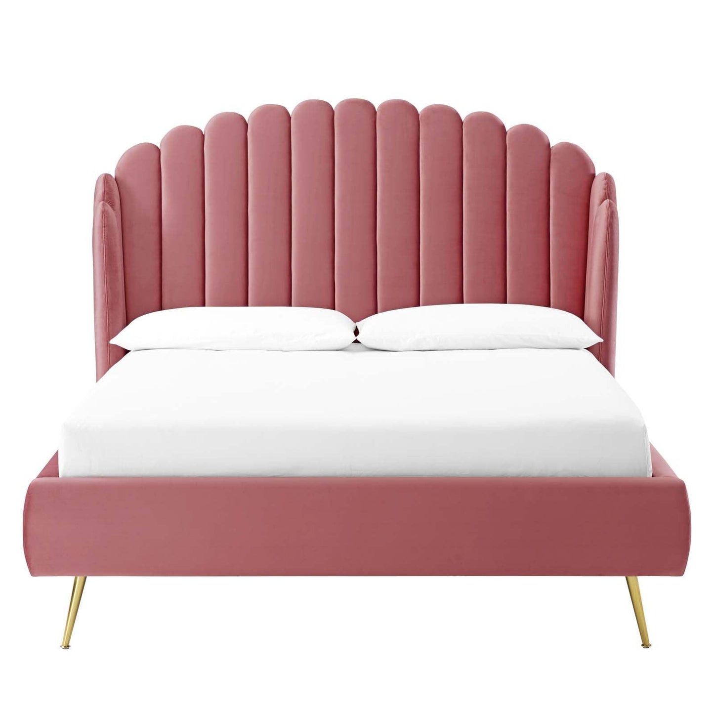 Modway Lana Queen Performance Velvet Wingback Platform Bed FredCo
