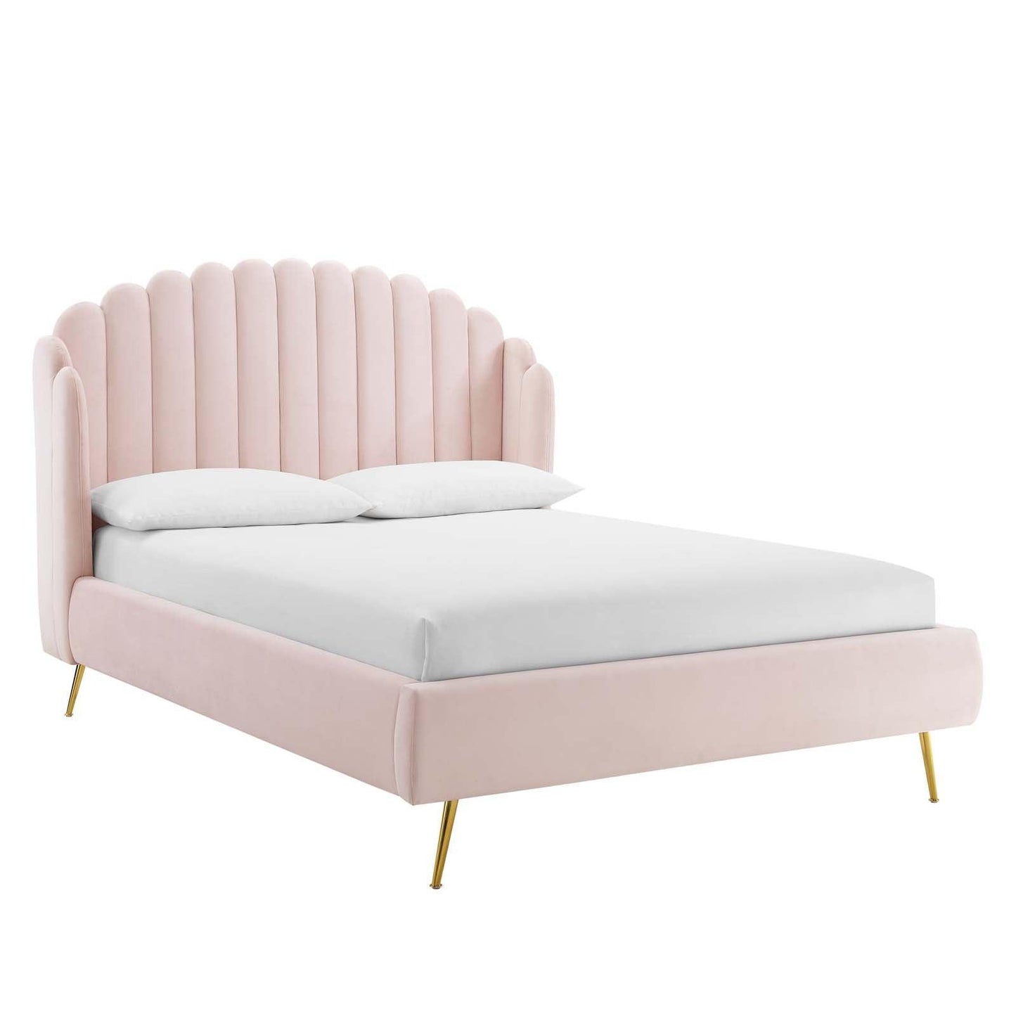 Modway Lana Queen Performance Velvet Wingback Platform Bed FredCo