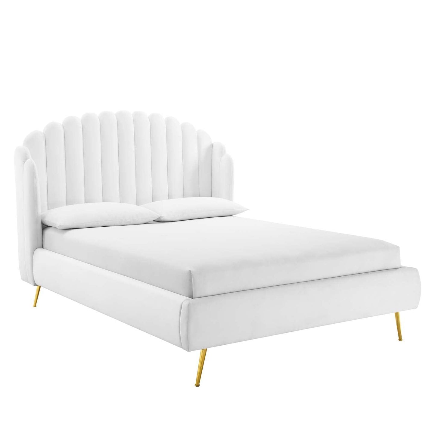 Modway Lana Queen Performance Velvet Wingback Platform Bed FredCo