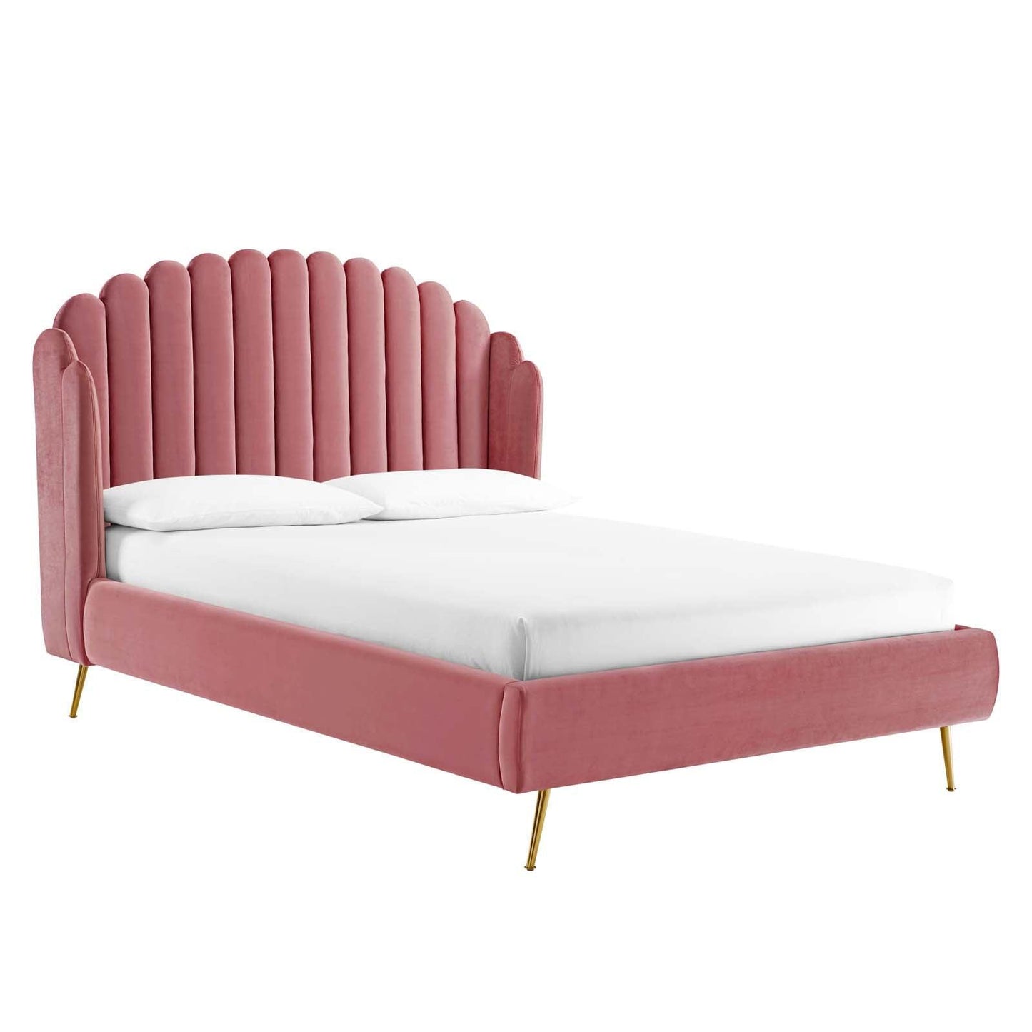 Modway Lana Queen Performance Velvet Wingback Platform Bed FredCo