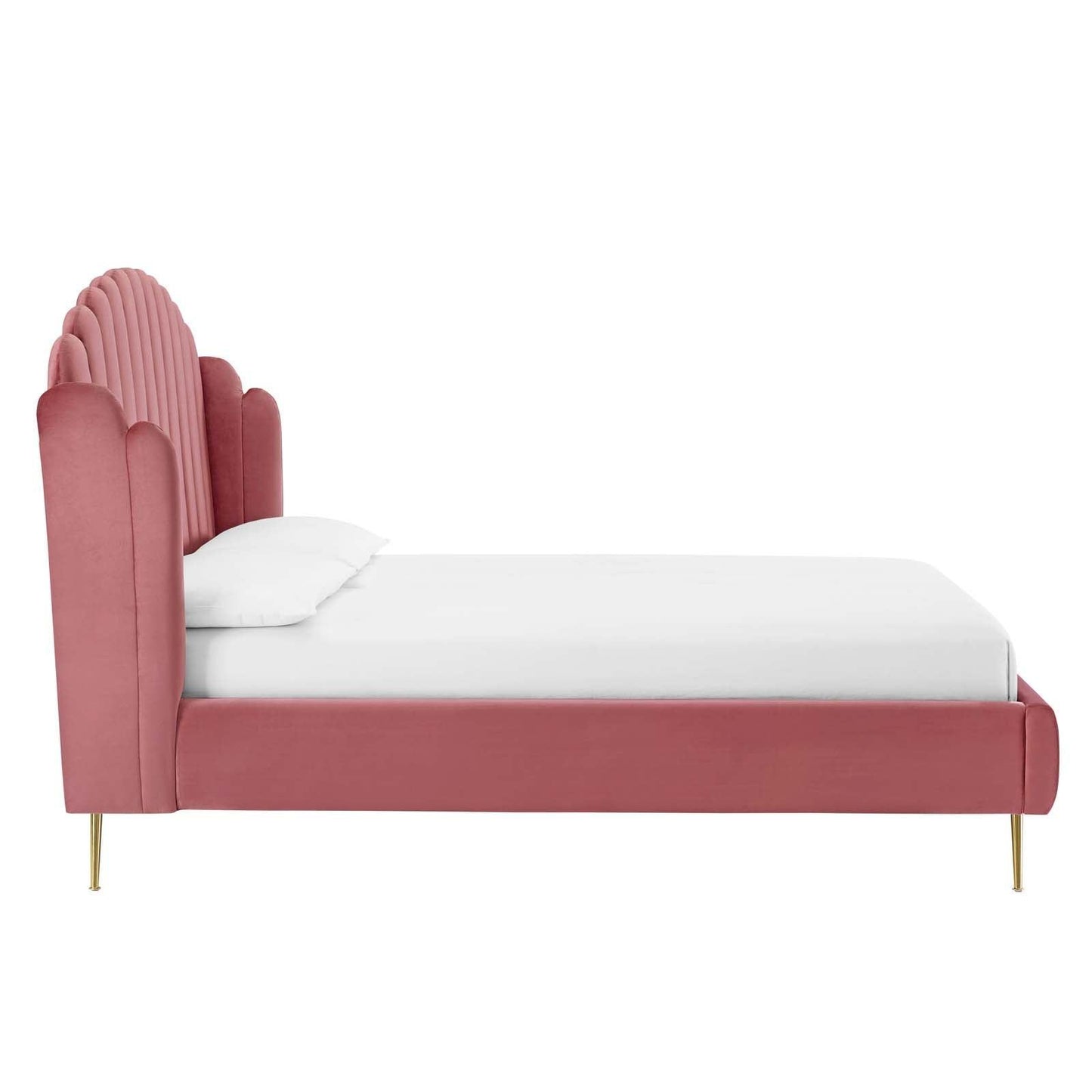 Modway Lana Queen Performance Velvet Wingback Platform Bed FredCo
