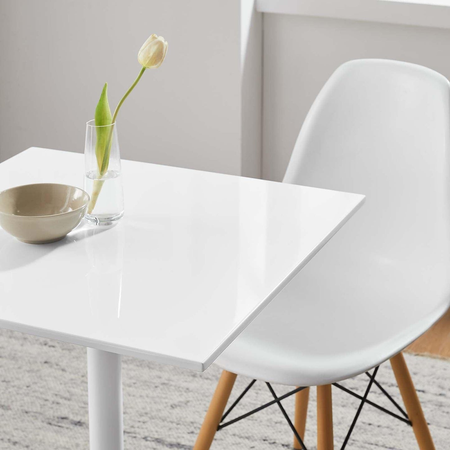 Modway Lippa 24" Square Wood Top Dining Table, White FredCo