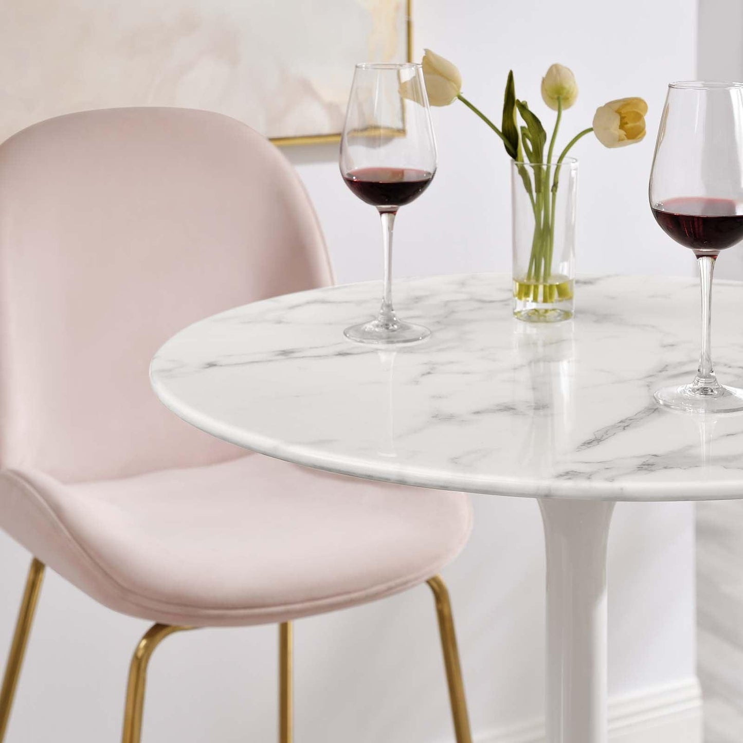 Modway Lippa 28" Round Artificial Marble Bar Table FredCo