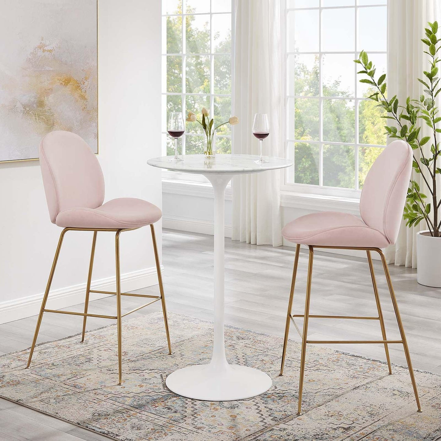 Modway Lippa 28" Round Artificial Marble Bar Table FredCo