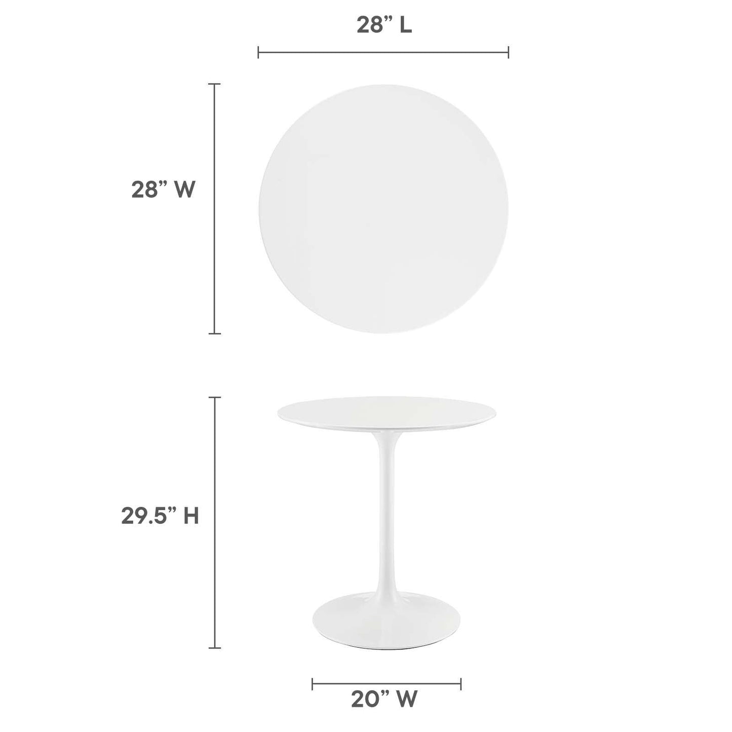 Modway Lippa 28" Round Wood Top Dining Table FredCo
