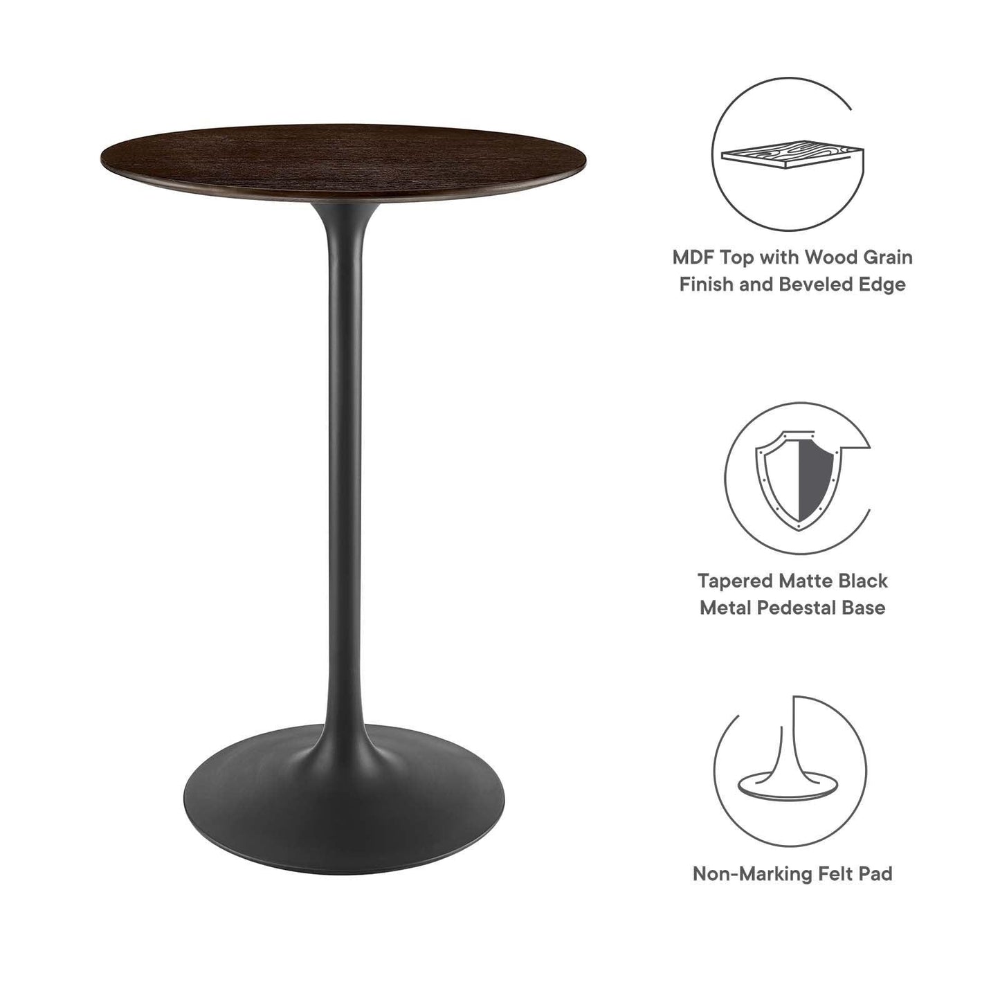 Modway Lippa 28" Wood Bar Table FredCo