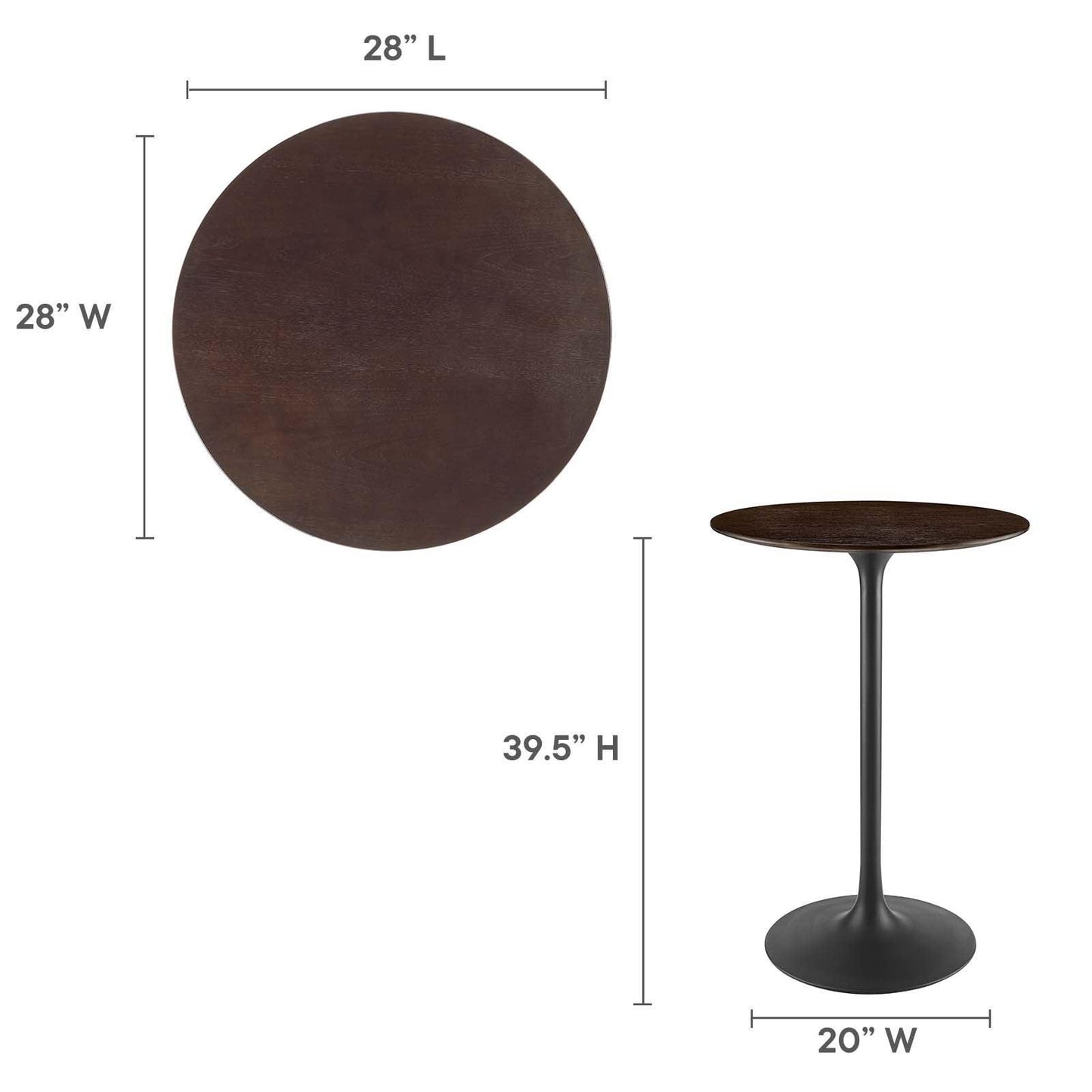 Modway Lippa 28" Wood Bar Table FredCo