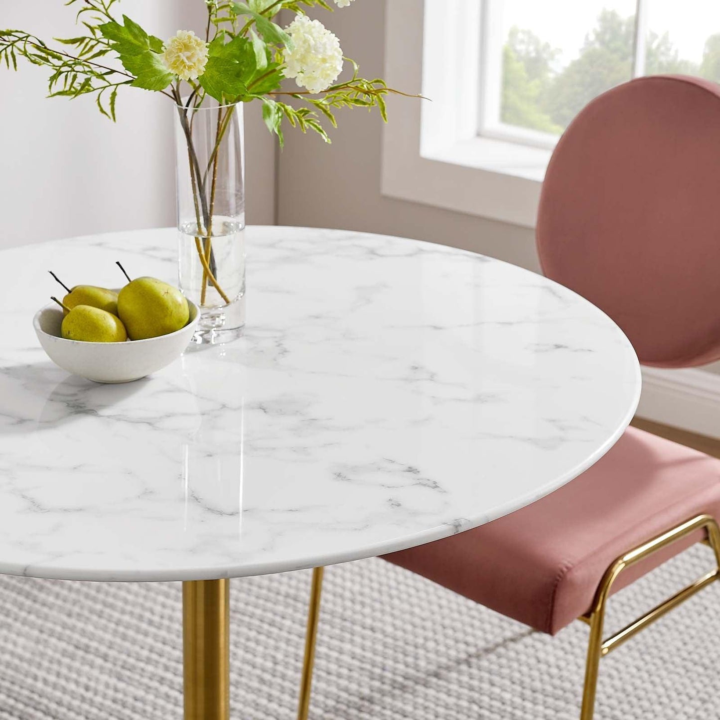 Modway Lippa 36" Round Artificial Marble Dining Table, EEI-3214 FredCo