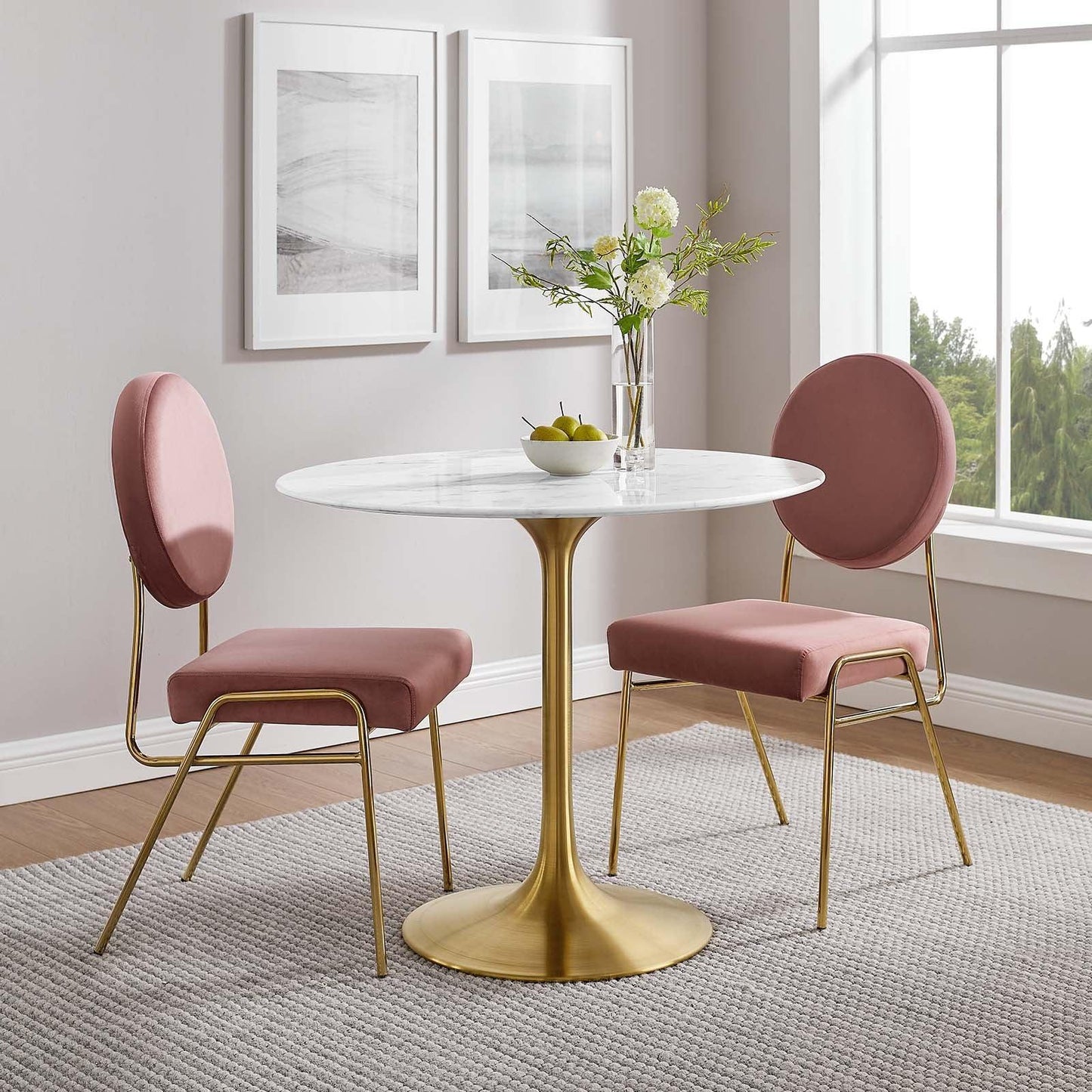 Modway Lippa 36" Round Artificial Marble Dining Table, EEI-3214 FredCo