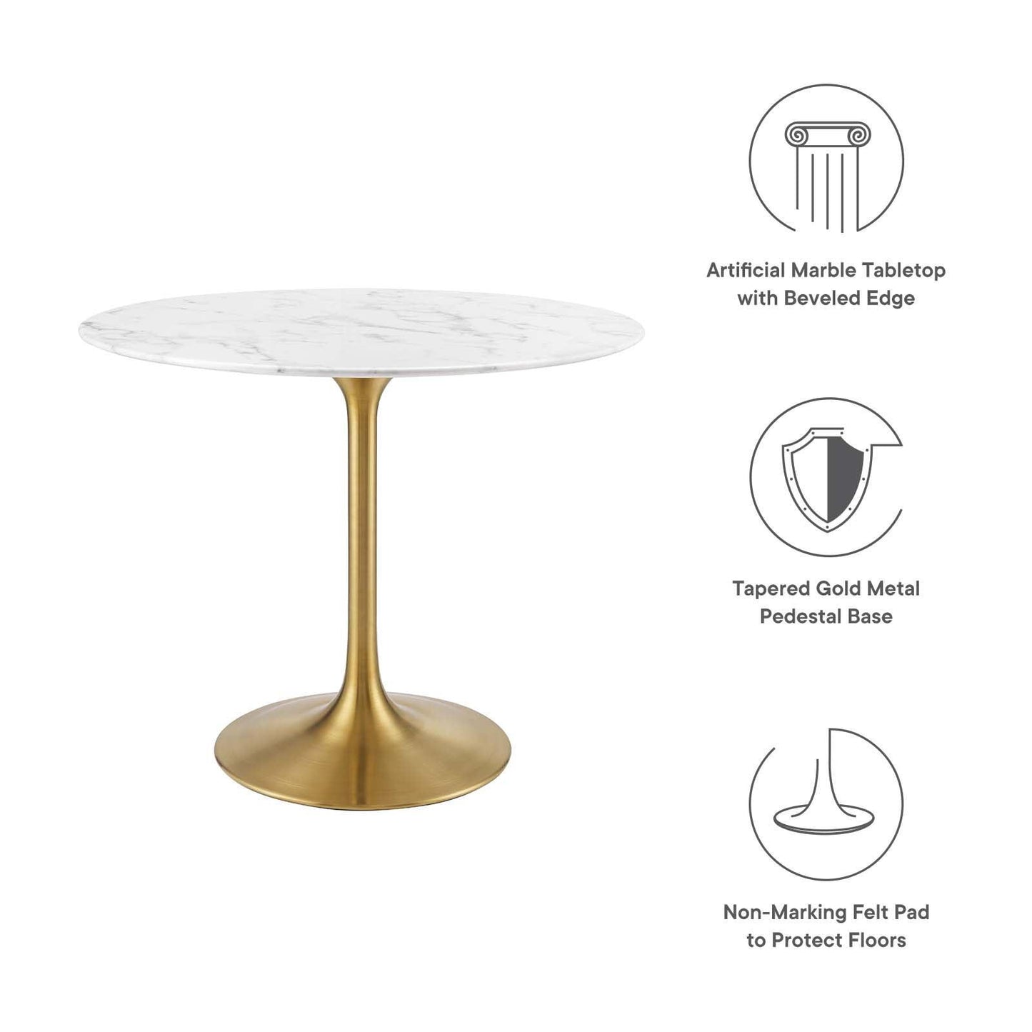 Modway Lippa 36" Round Artificial Marble Dining Table, EEI-3214 FredCo