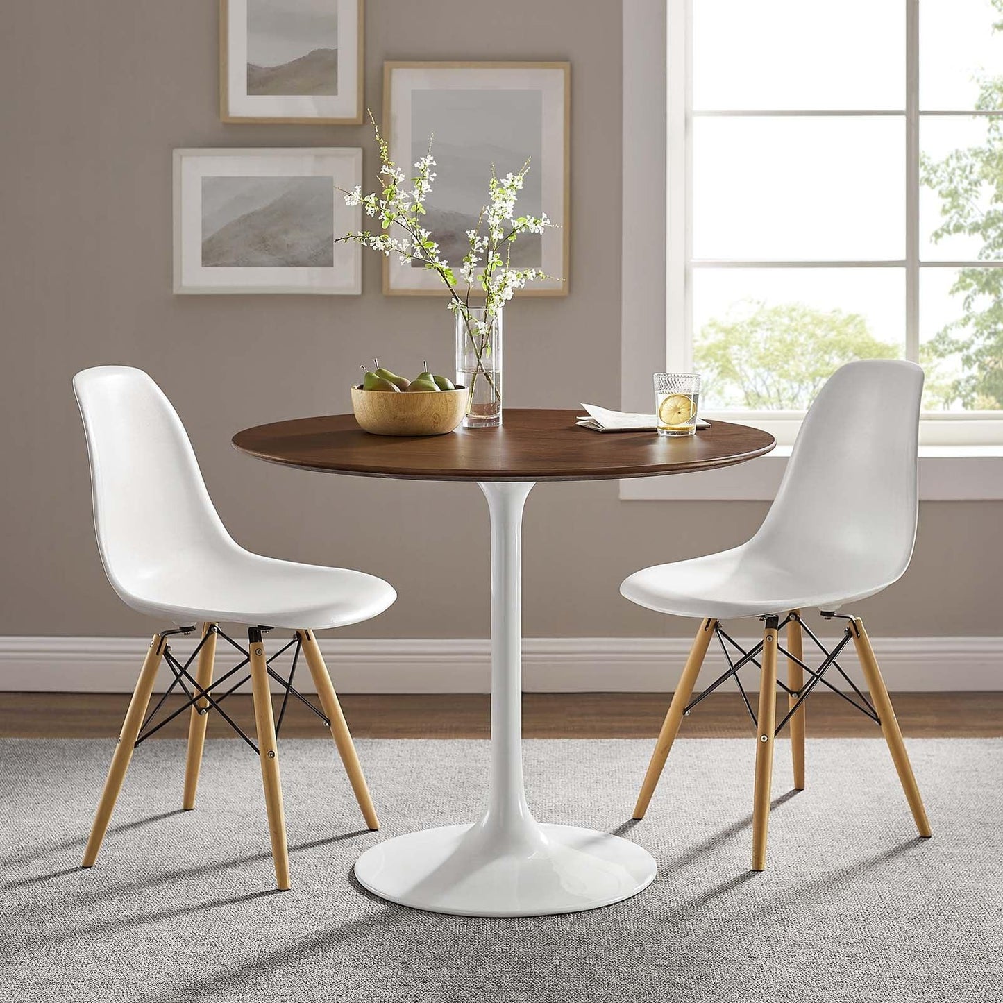 Modway Lippa 36" Round Walnut Dining Table FredCo