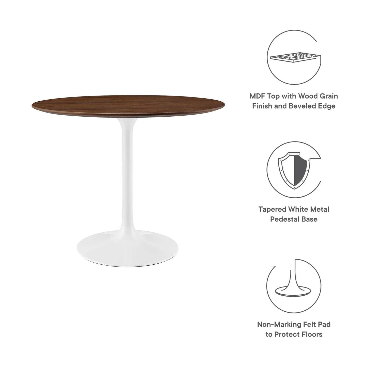 Modway Lippa 36" Round Walnut Dining Table FredCo