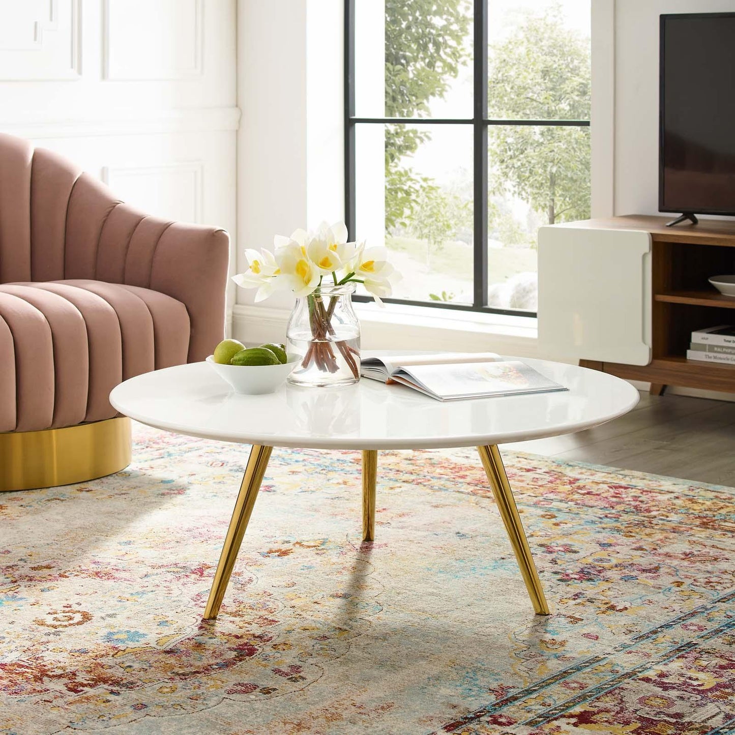 Modway Lippa 36" Round Wood Top Coffee Table with Tripod Base, EEI-3663 FredCo